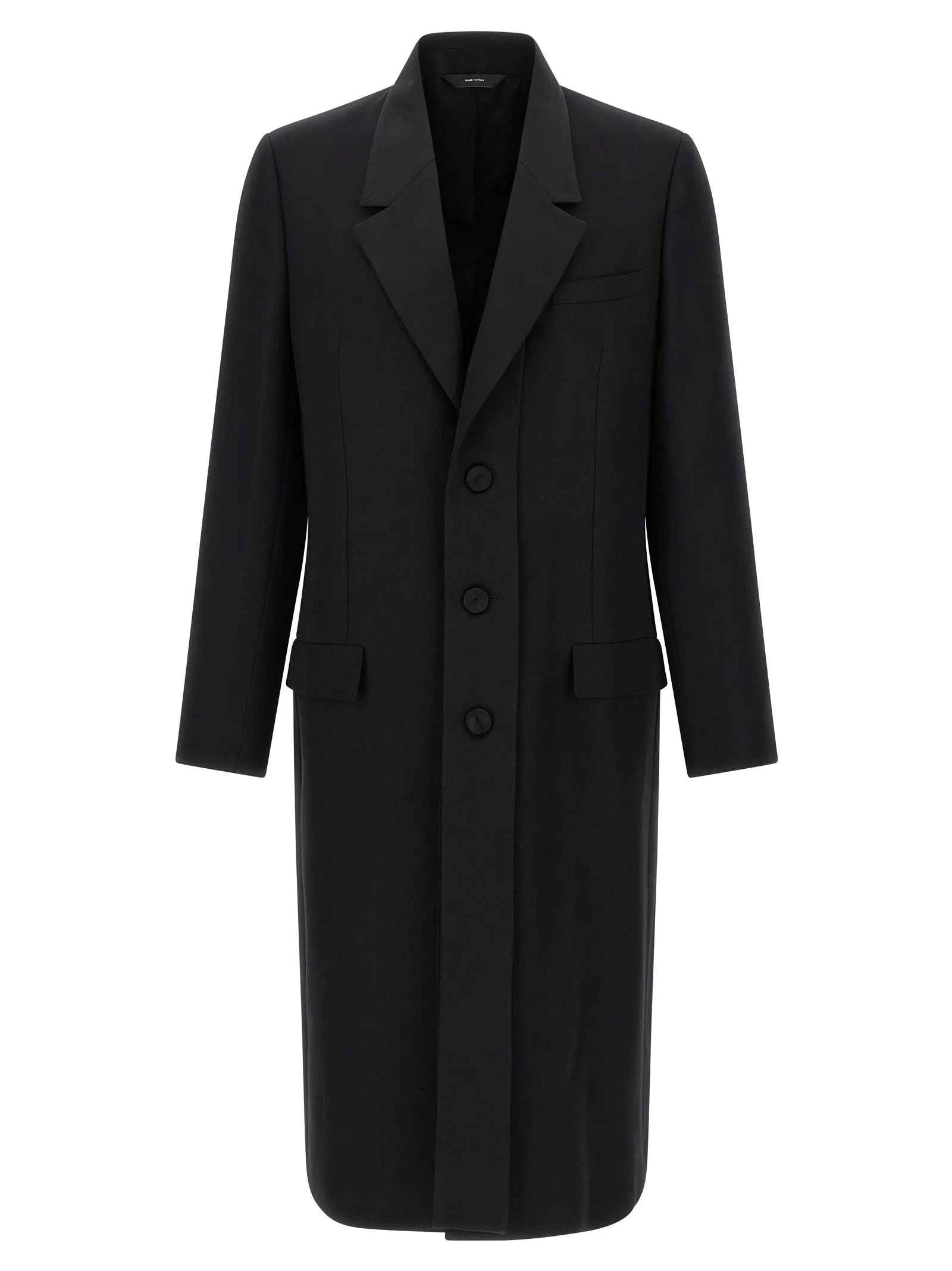 Crepe Wool Coat Trench E Impermeabili Nero