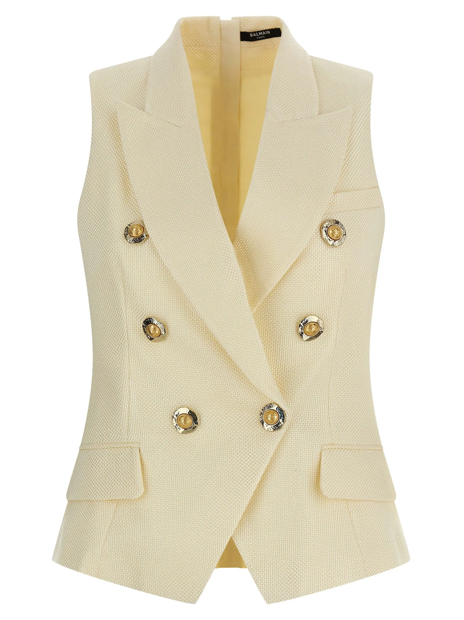 Gold And Gold Coin Gilet Bianco