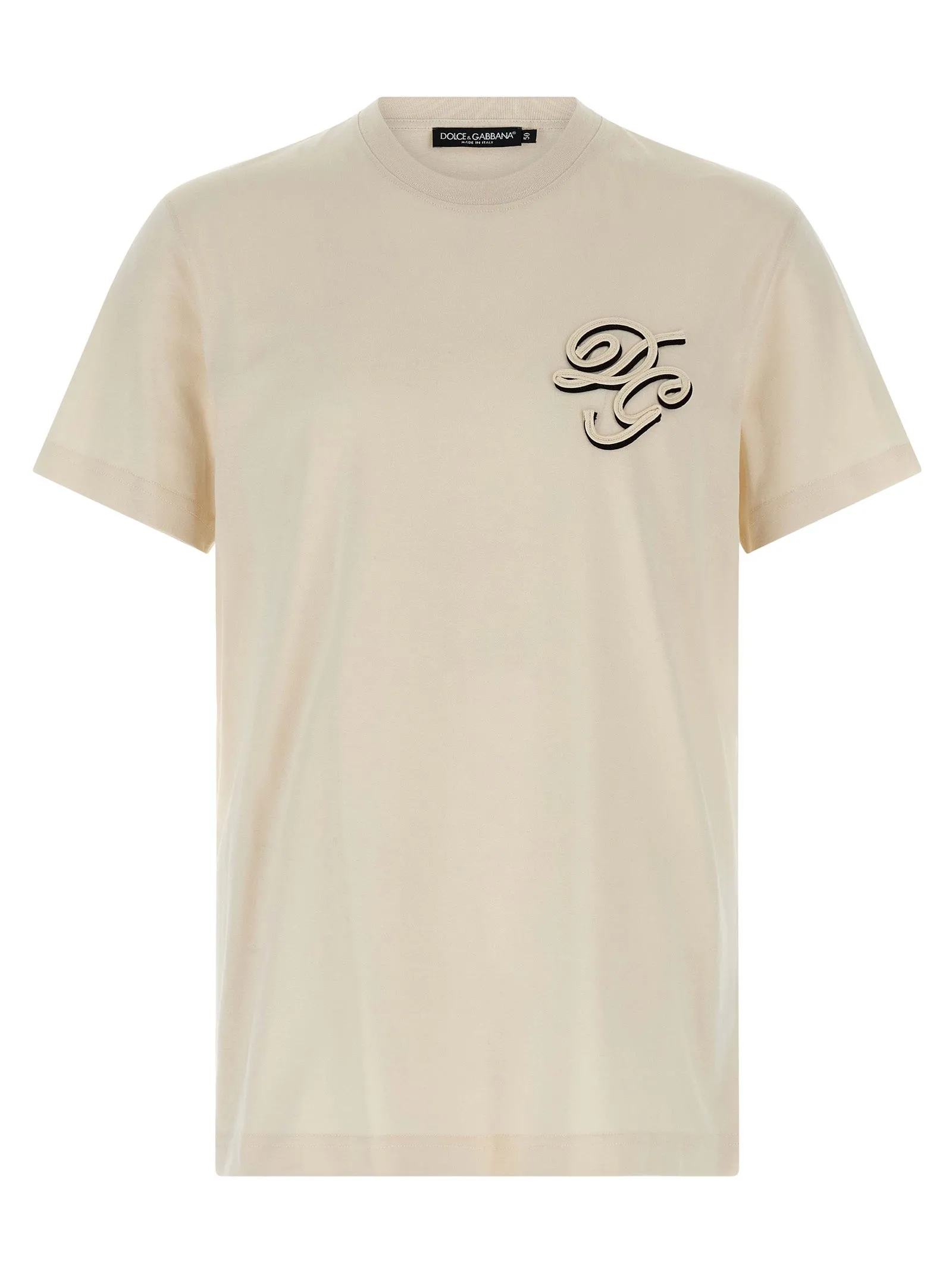 Double Embroidery T Shirt Beige