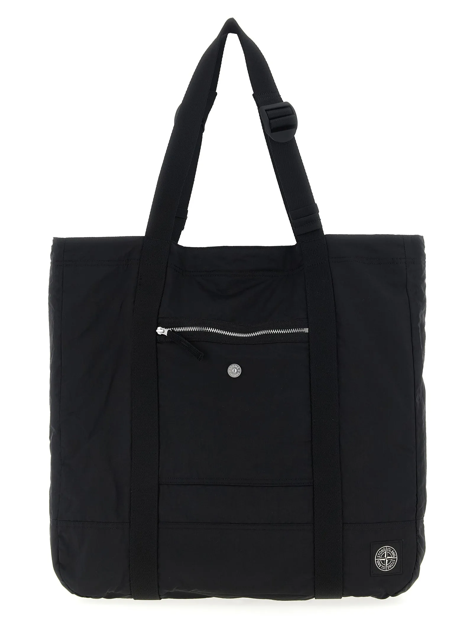 Logo Patch Shopping Bag Tote Nero