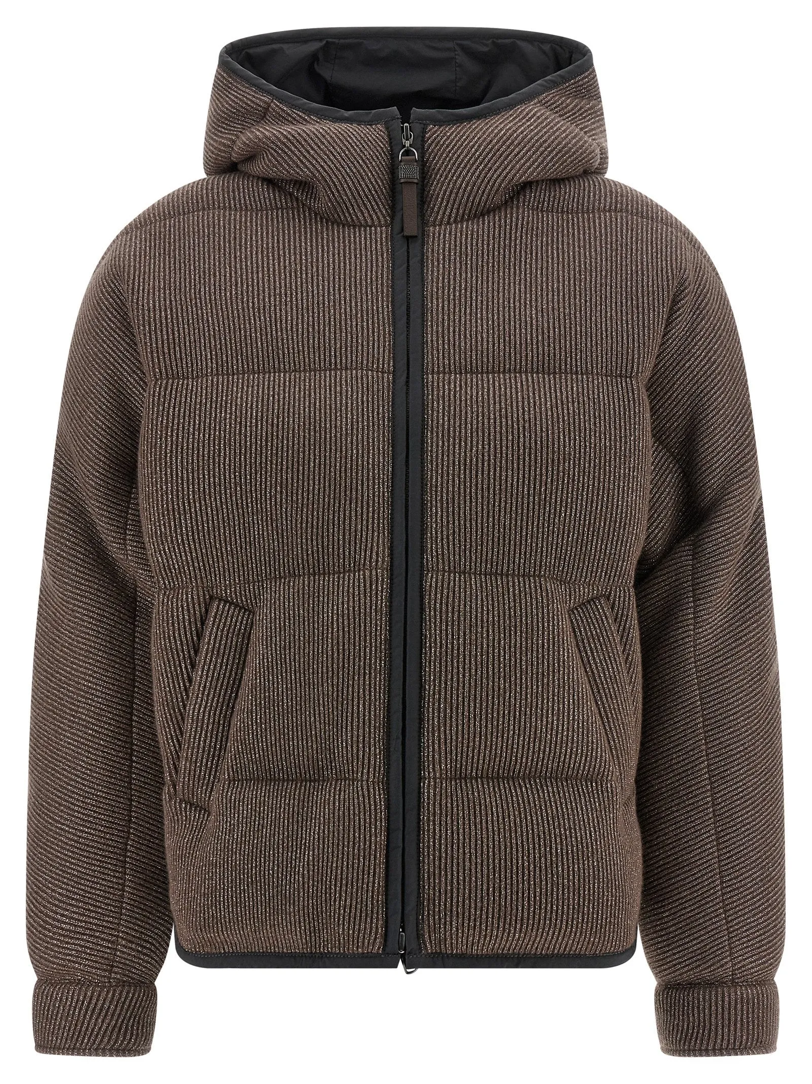 Lame Wool Down Jacket Puffer Jackets Marrone