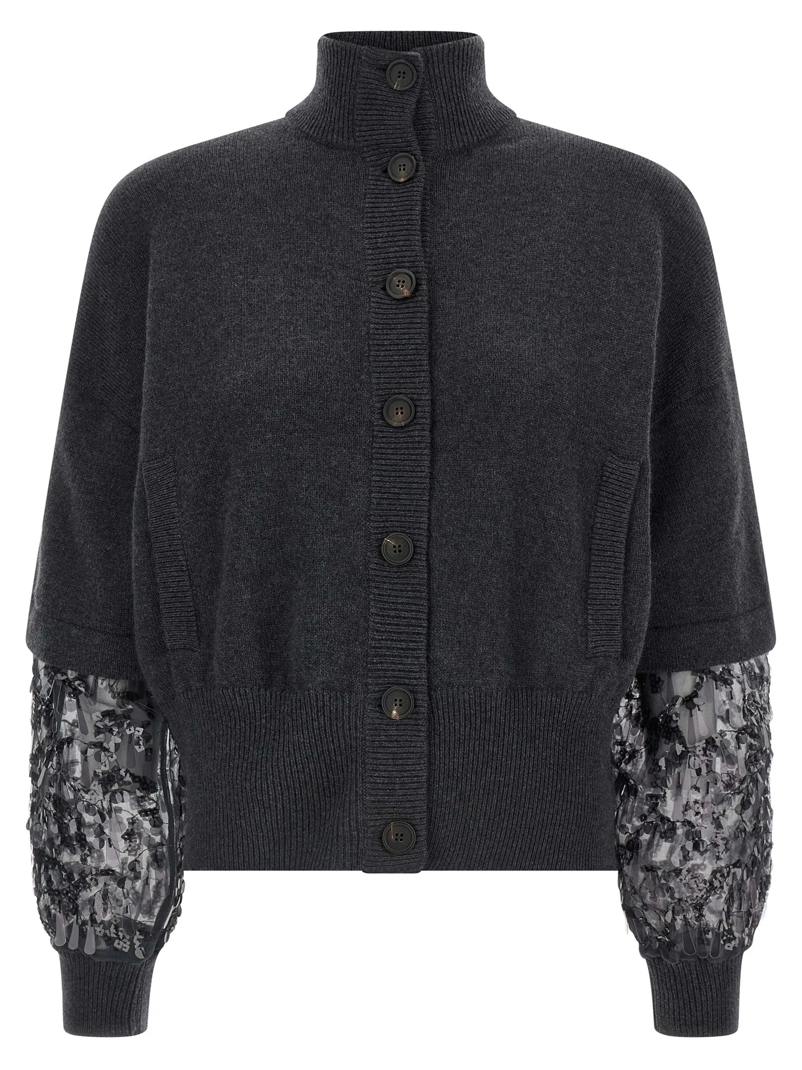 Sequin Sleeve Cardigan Maglioni Grigio