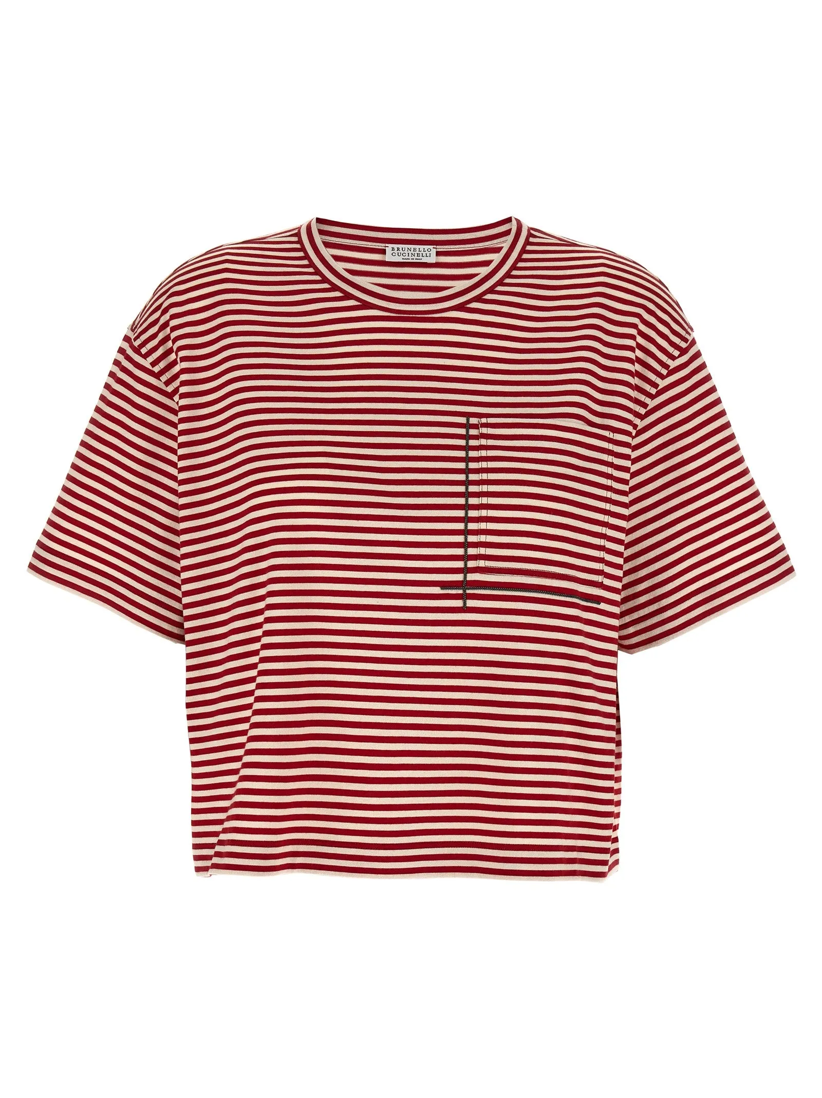 Shiny Pocket Detail T Shirt Rosso