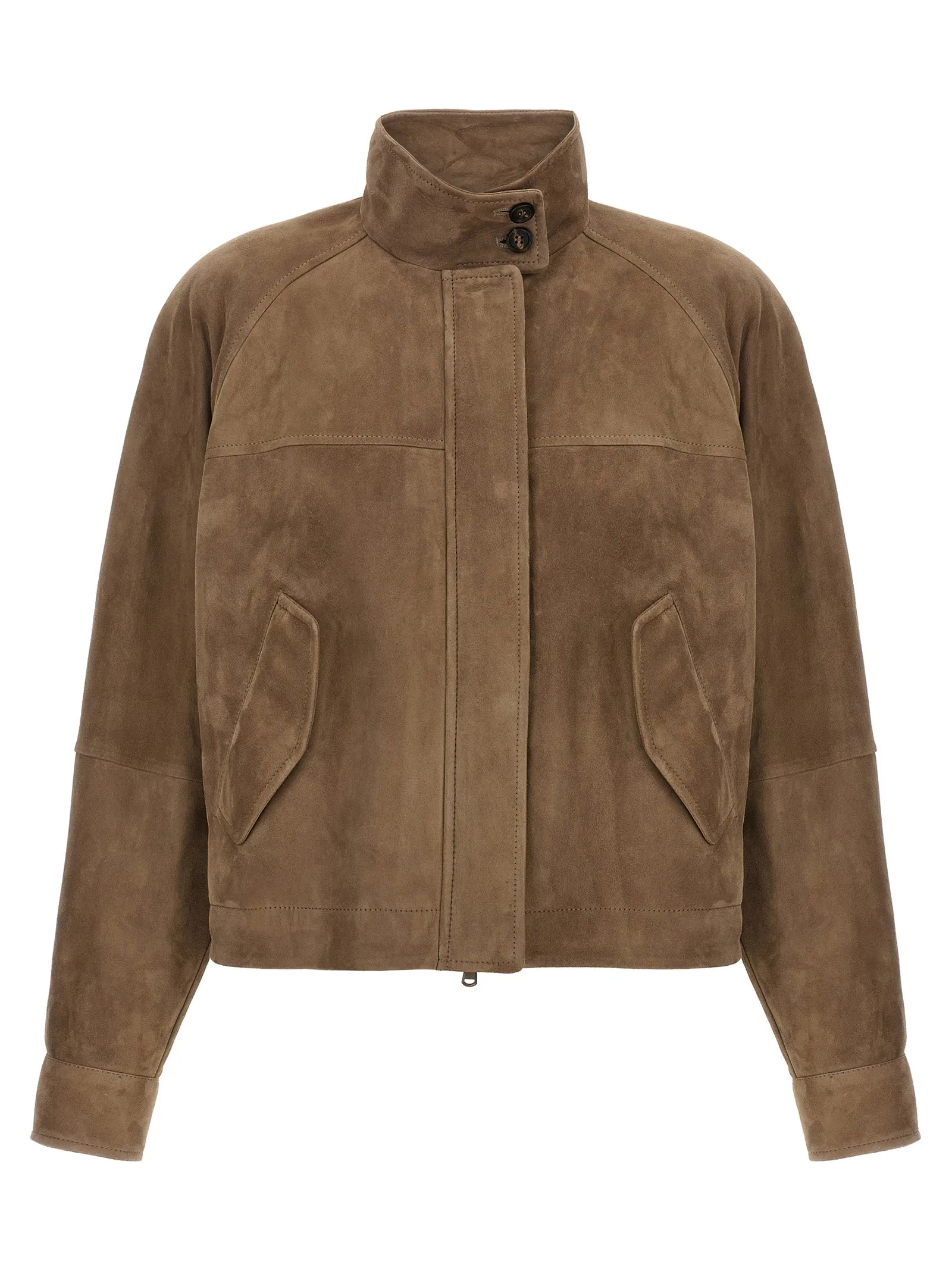 Monile Suede Jacket Puffer Jackets Marrone