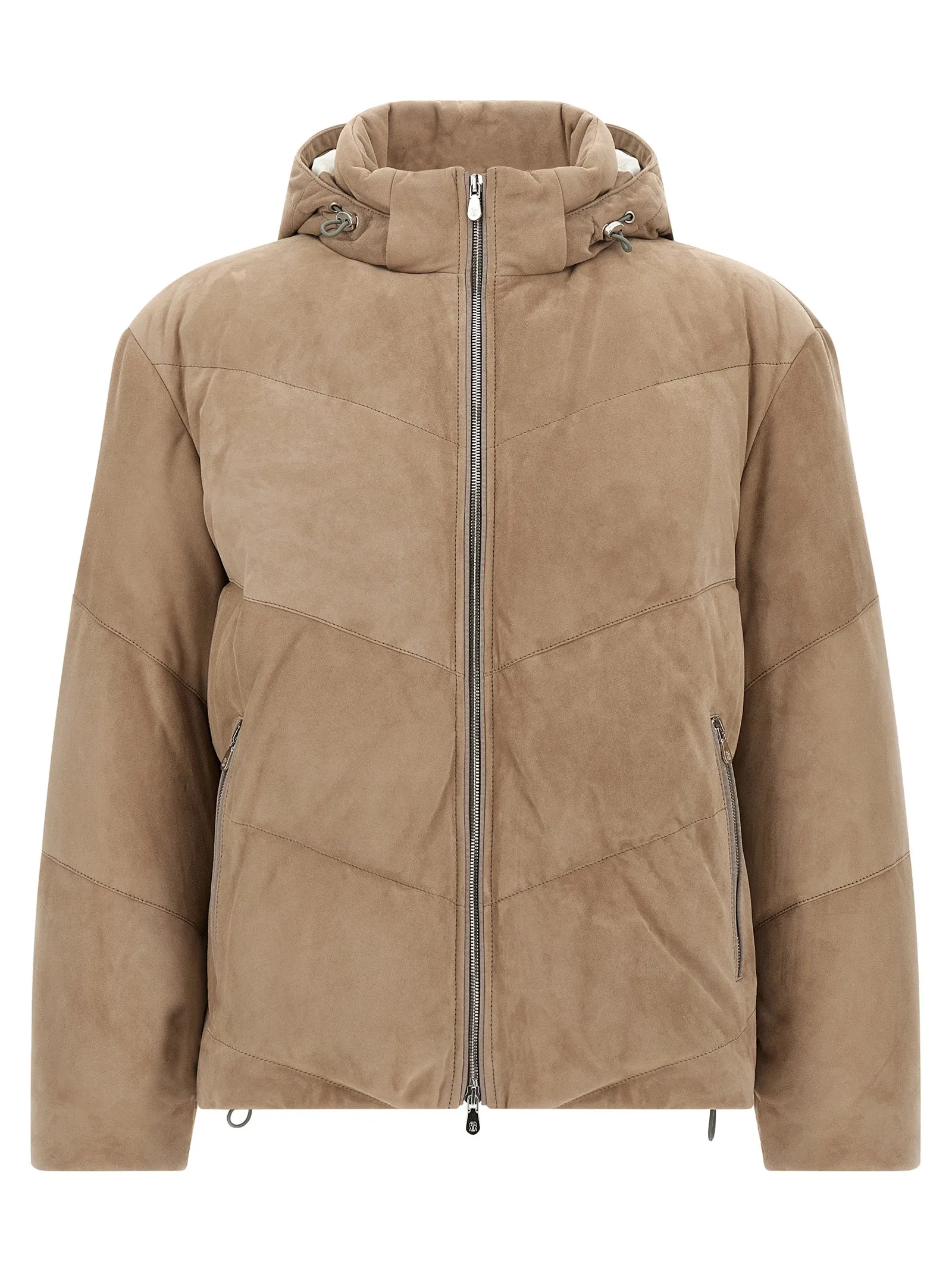 Suede Down Jacket Puffer Jackets Beige