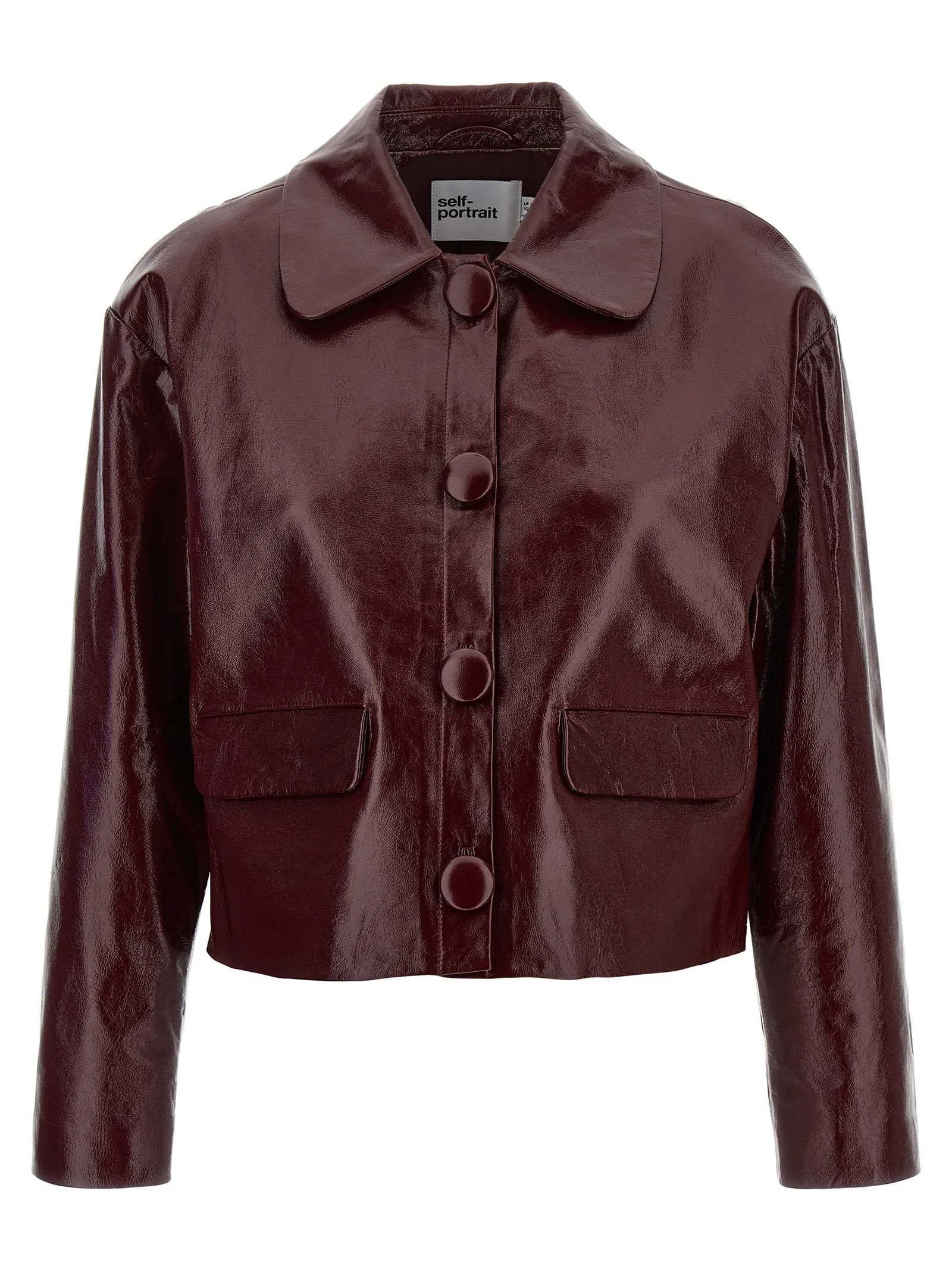 Craqué Leather Jacket Puffer Jackets Bordeaux