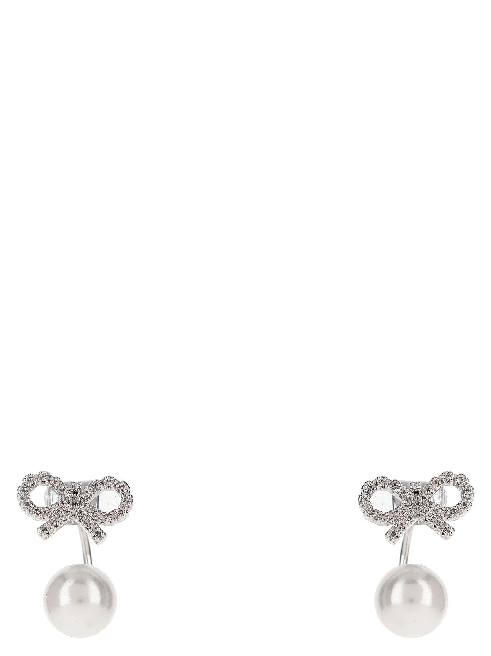 Crystal Bow Pearl Jacket Gioielli Silver