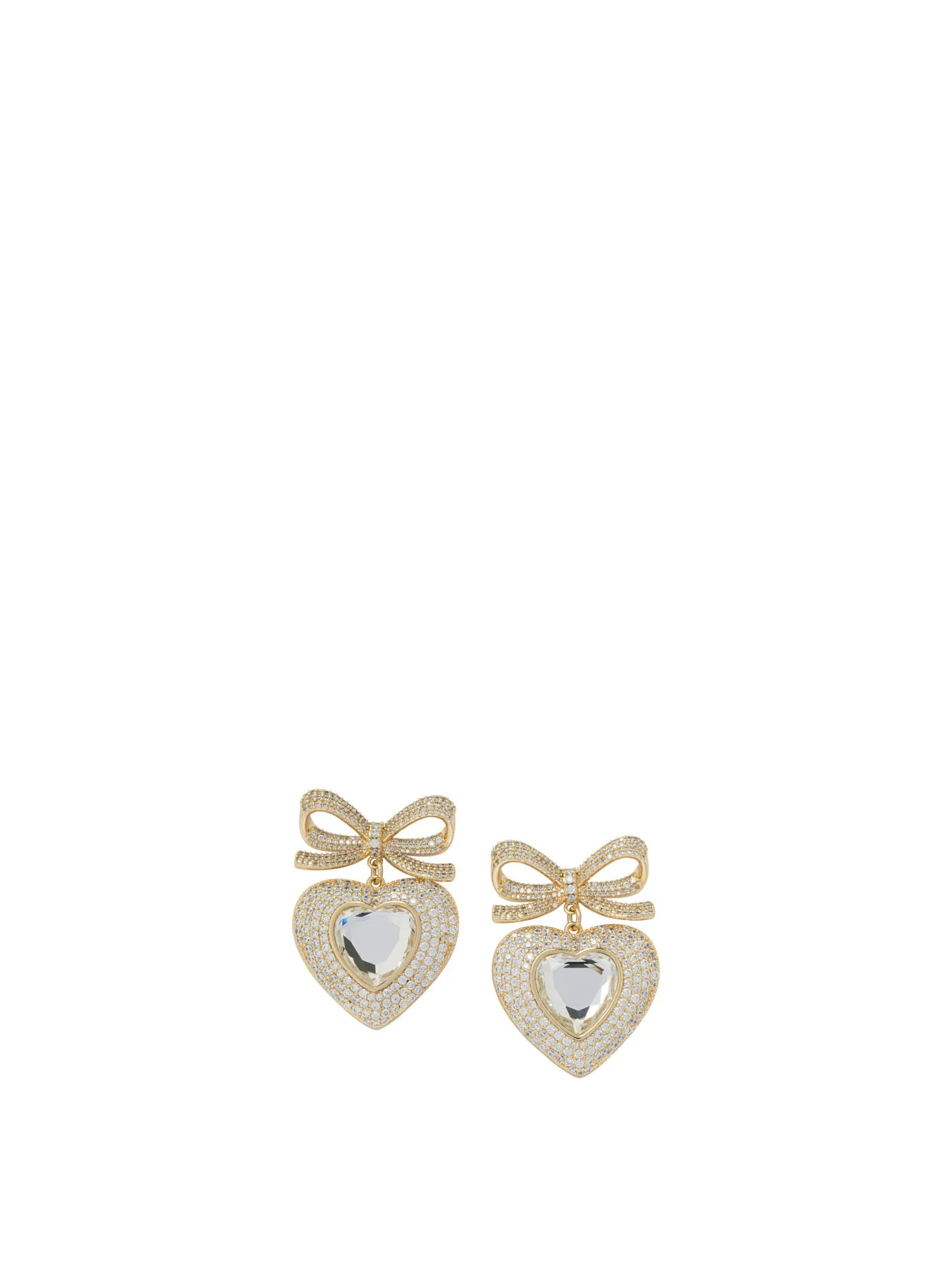 Heart-Shaped Earrings With Embellished Bow Jewels Oro