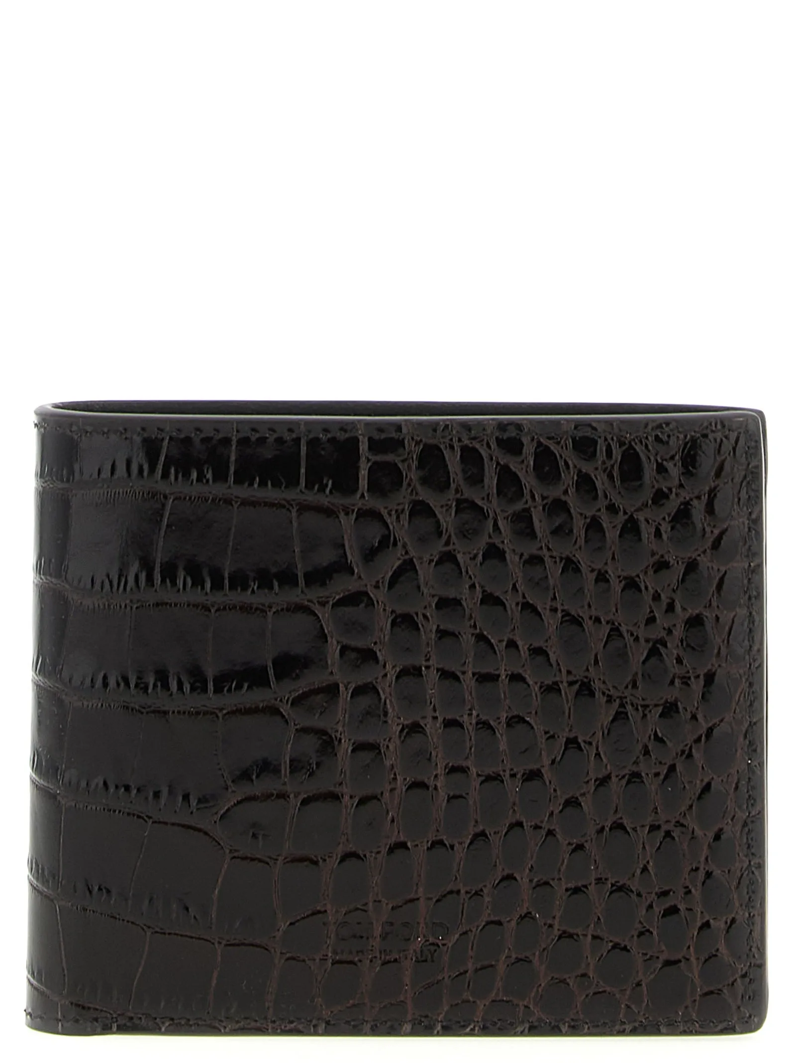 Crocodile Leather Wallet Portafogli Marrone