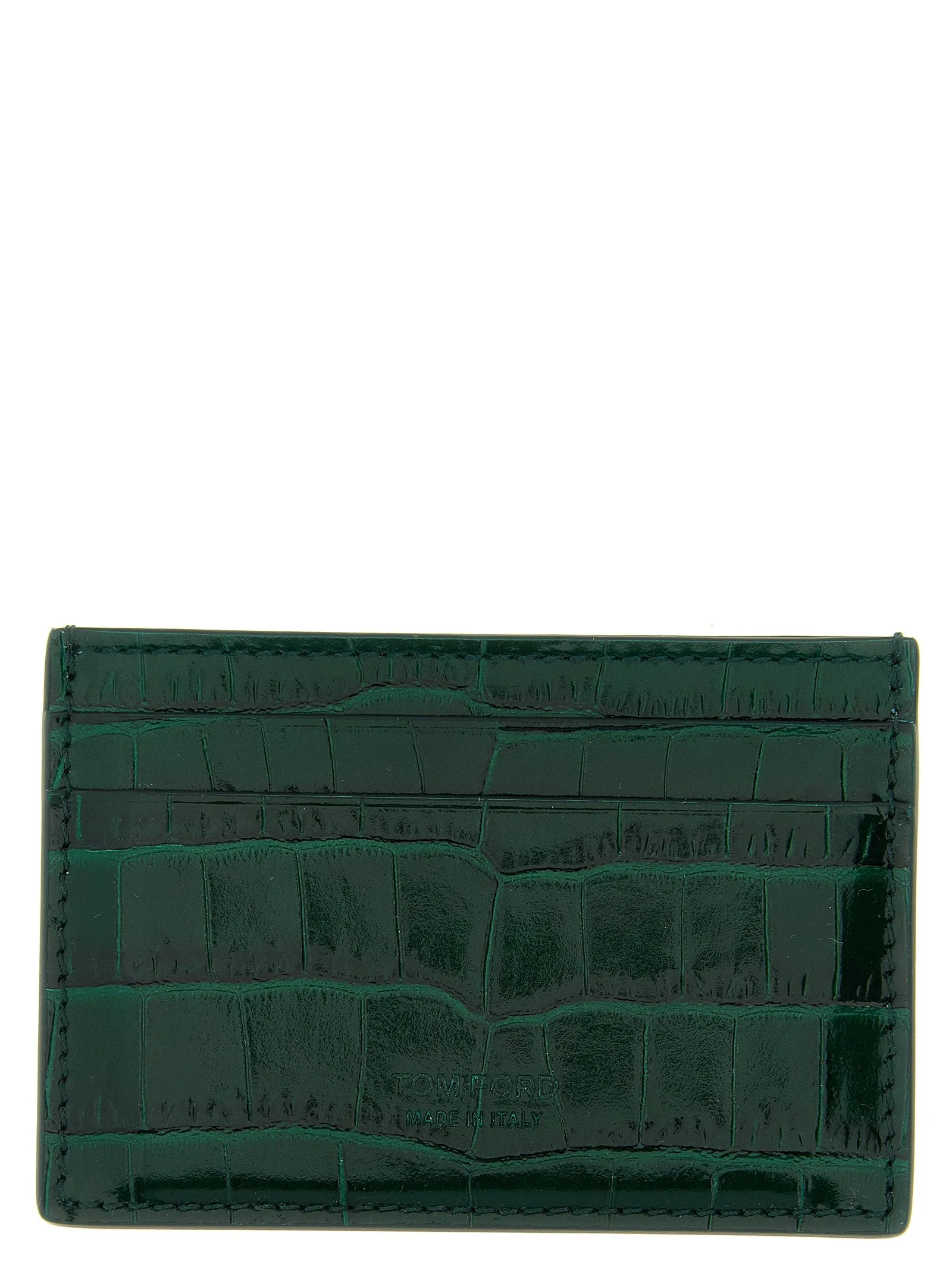 Crocodile Leather Card Holder Portafogli Verde