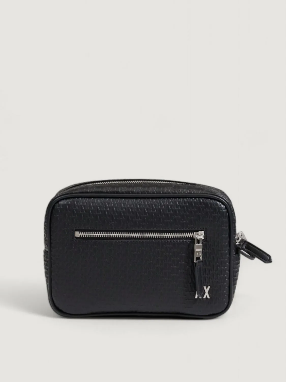 Beauty case Armani Exchange in pelle sintetica con monogram all over