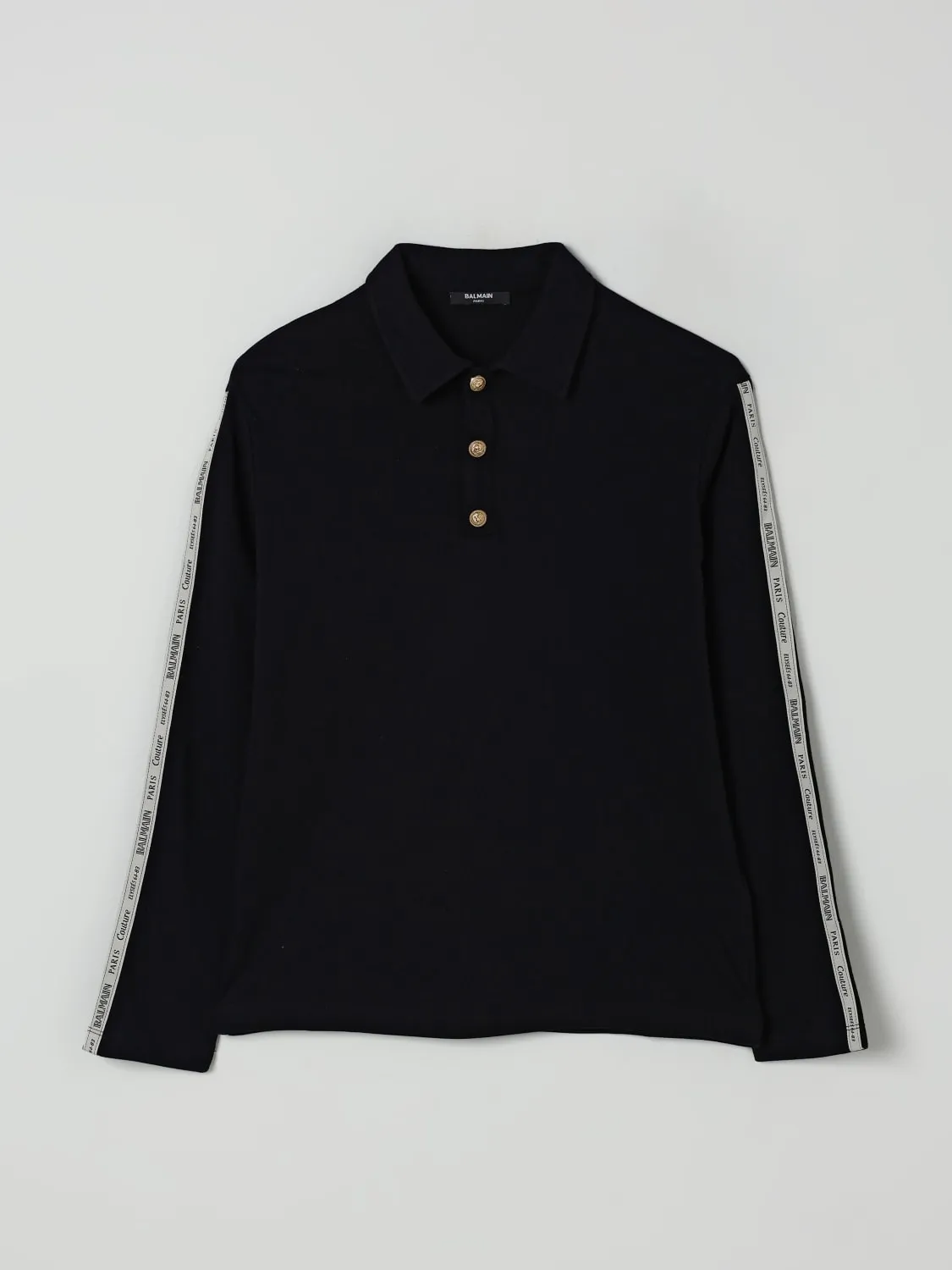 Polo in maglia di cotone con logo Balmain