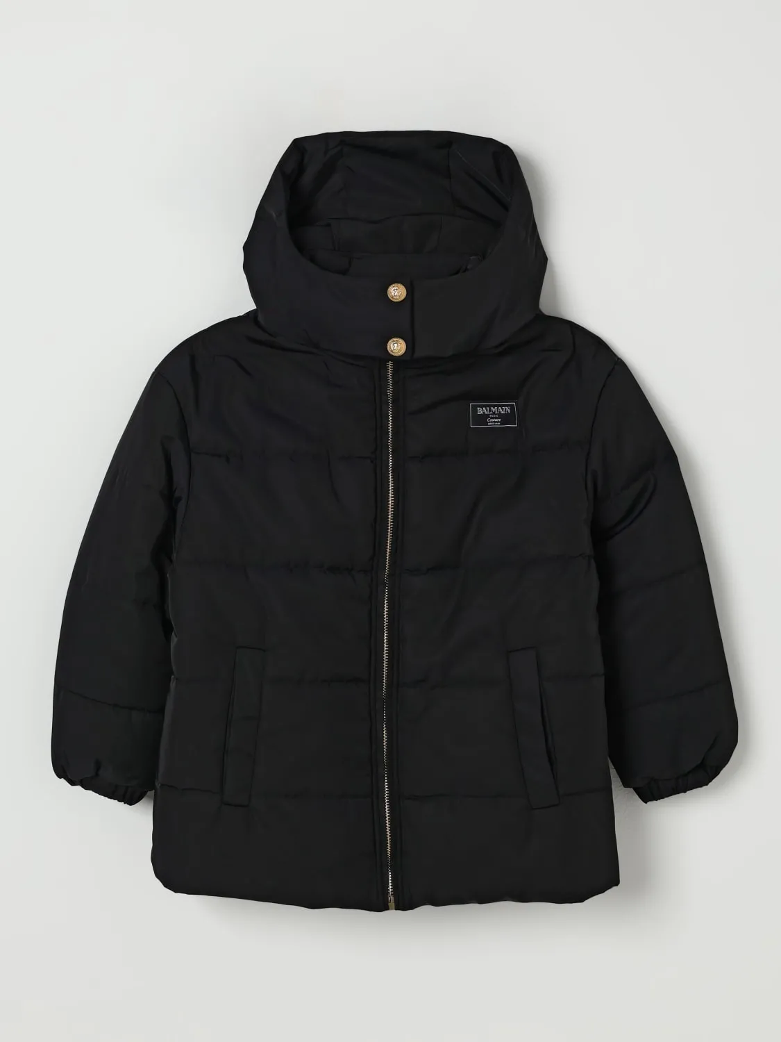 Piumino con cappuccio Balmain con logo