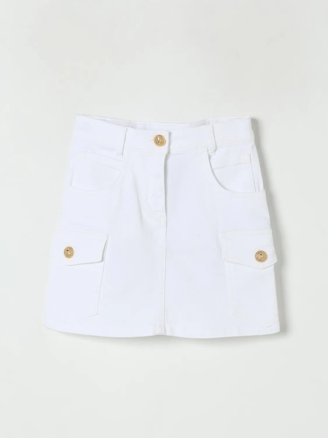 Gonna in cotone con tasche a toppa Balmain