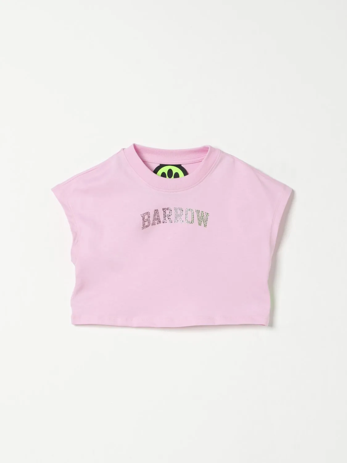T-shirt crop con logo di strass Barrow Kids