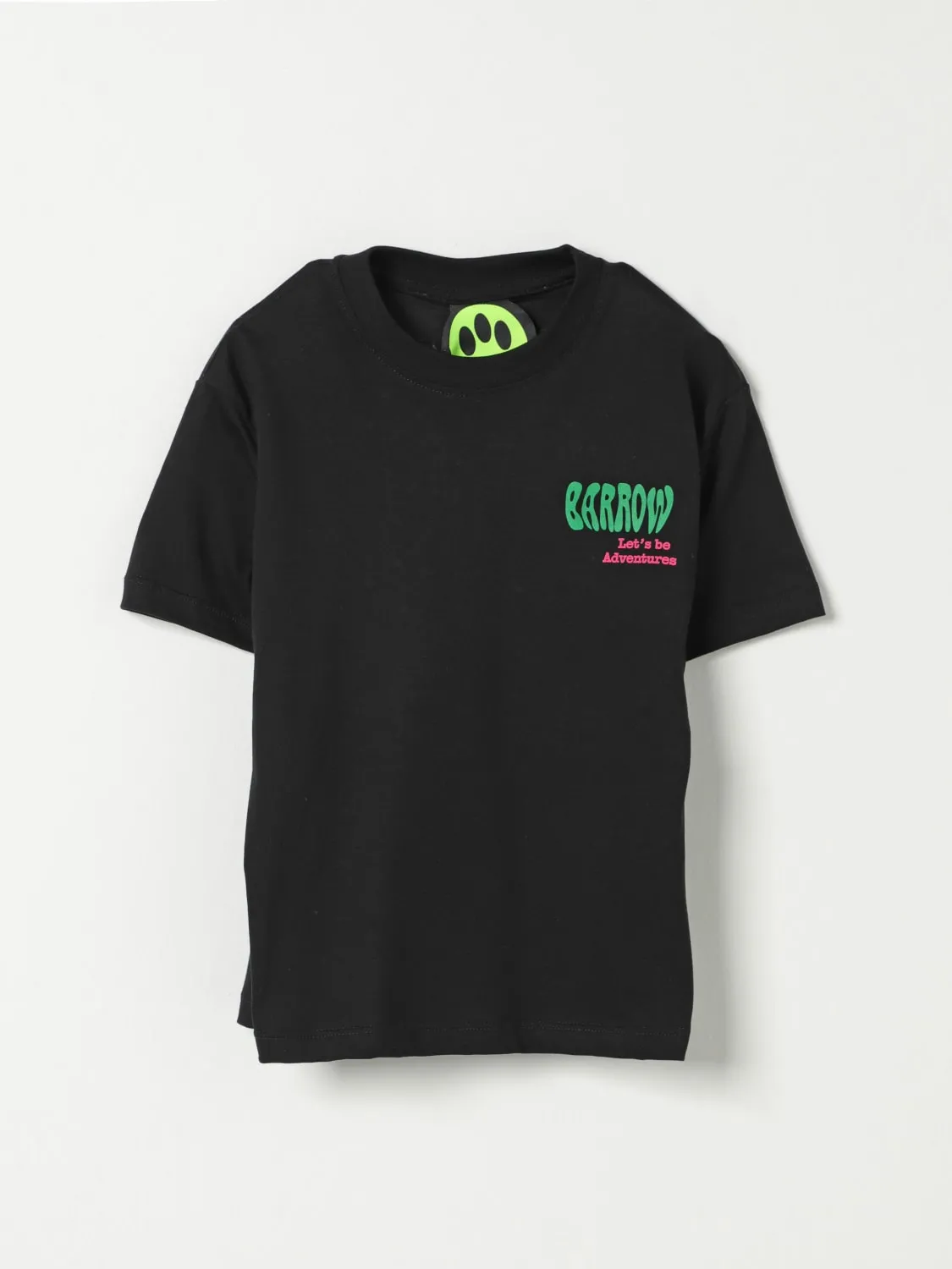 T-shirt in cotone con logo di strass e perle Barrow Kids