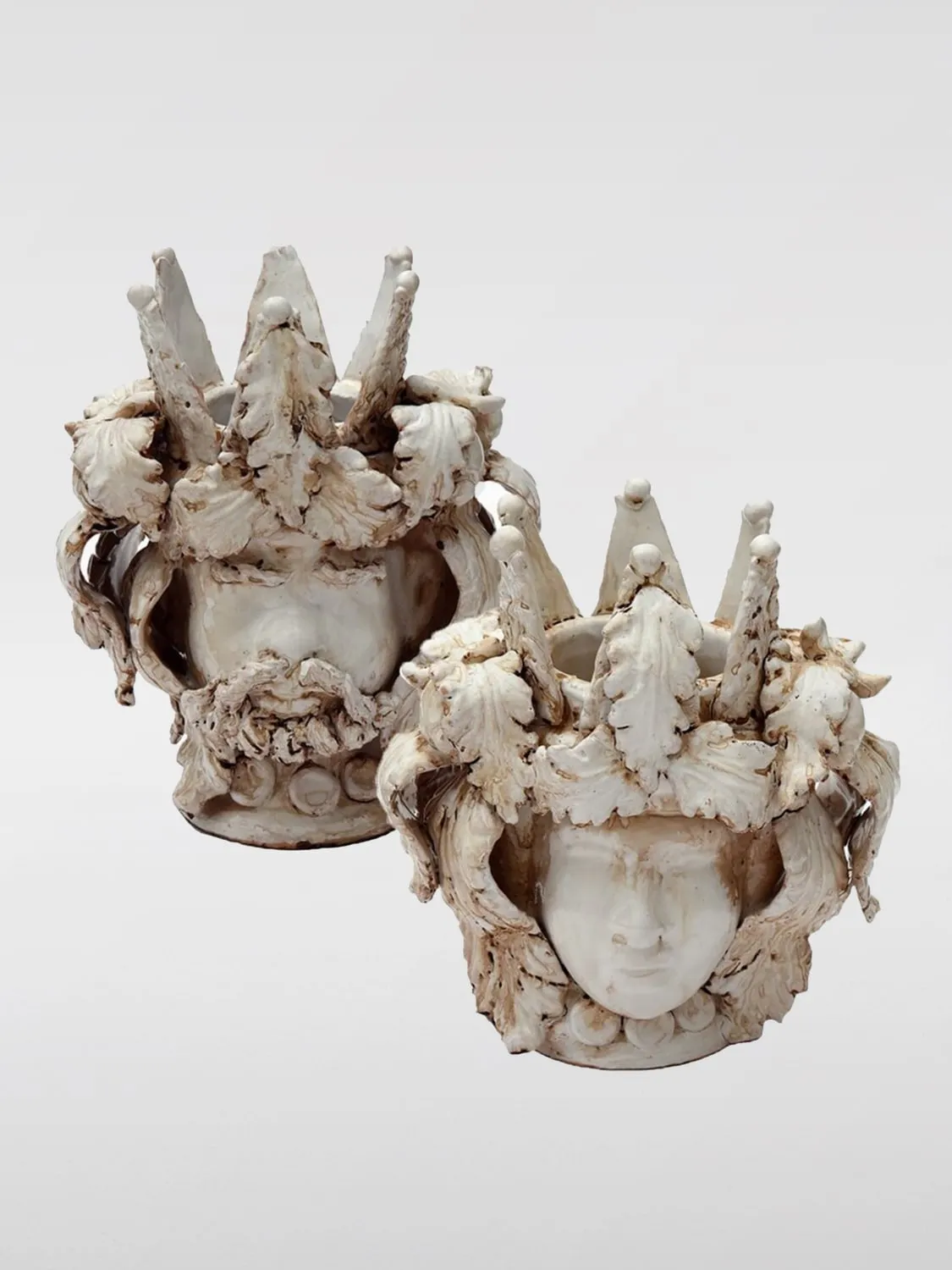 Coppia Testa di Moro Foglia Bartes in ceramica