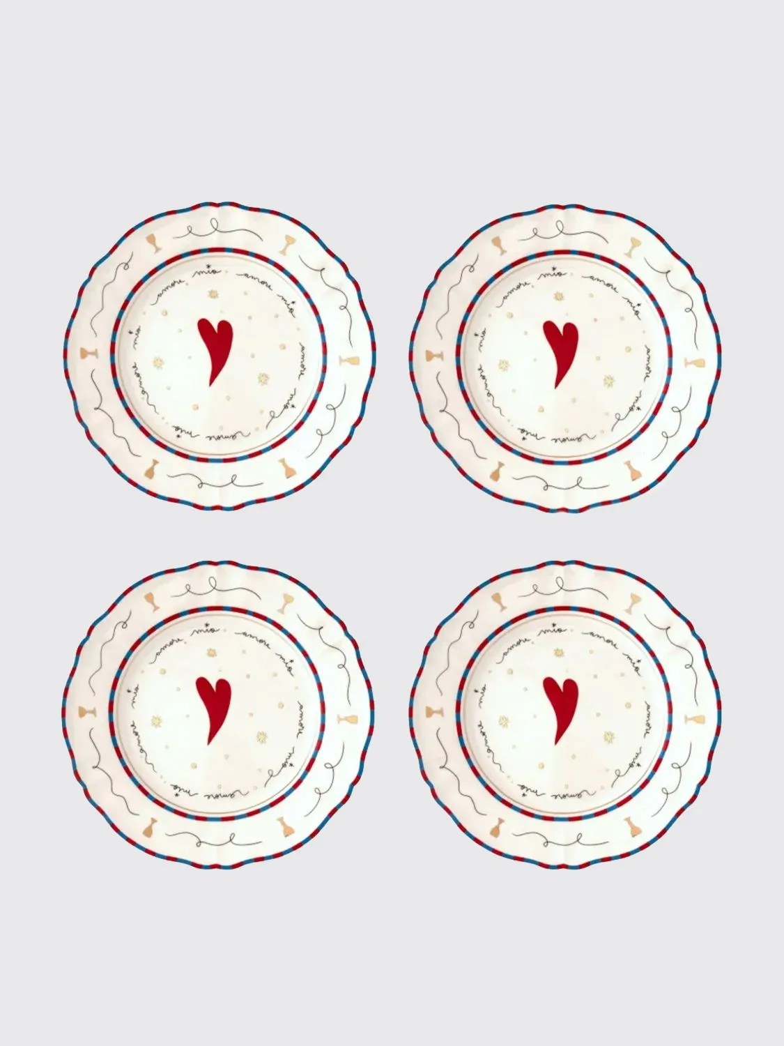 Set 6 piatti piani Cuore Bitossi Home in porcellana