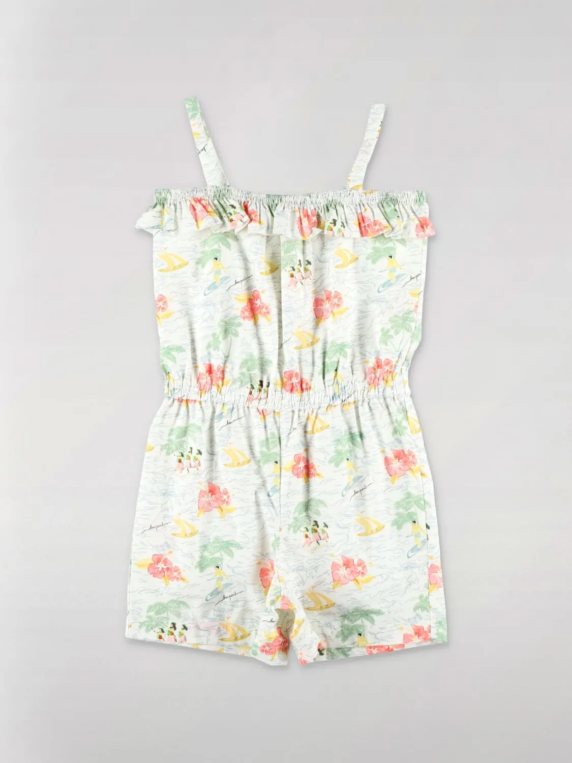 Tuta corta a fantasia tropicale Bonpoint in cotone