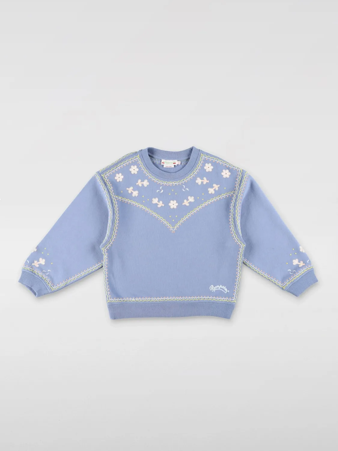 Maglia in cotone con ricami floreali Bonpoint