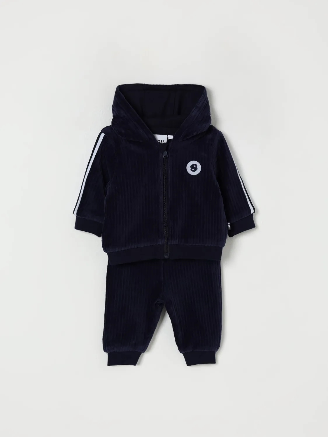 Coordinato in velluto con logo Boss