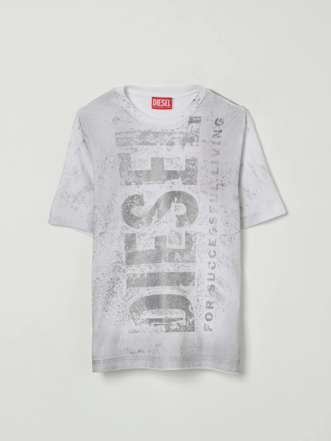 T-shirt in cotone con maxi logo stampato Diesel