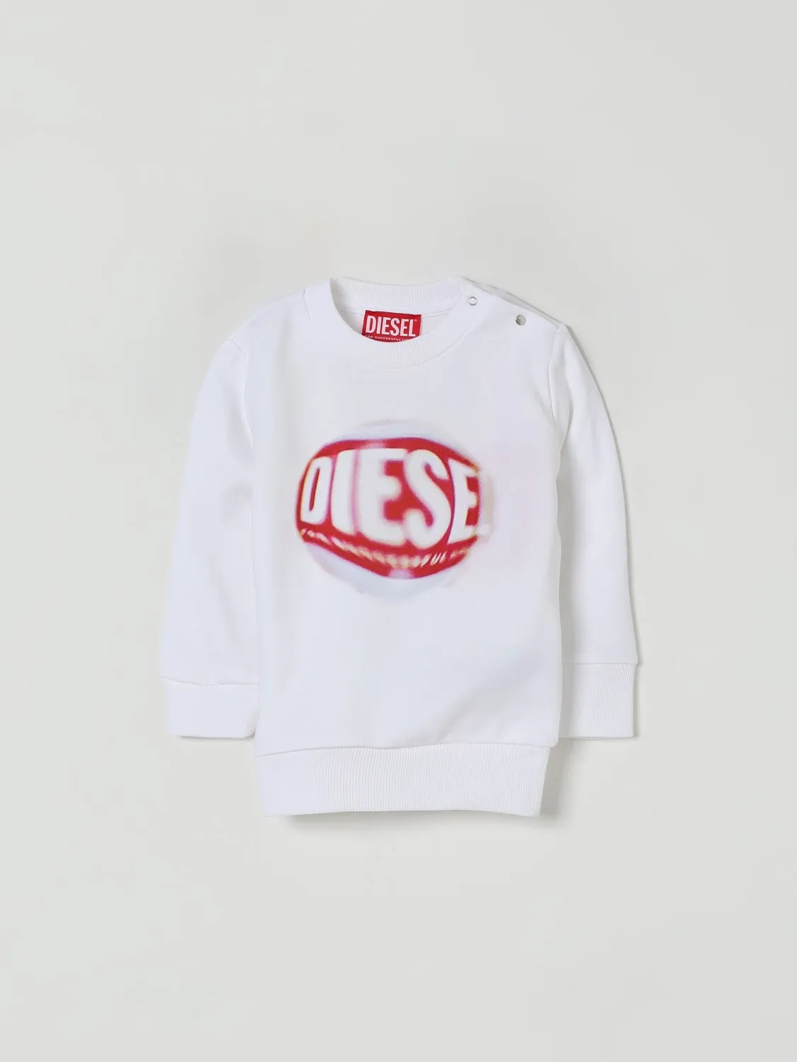 Felpa a girocollo in cotone con maxi logo Diesel