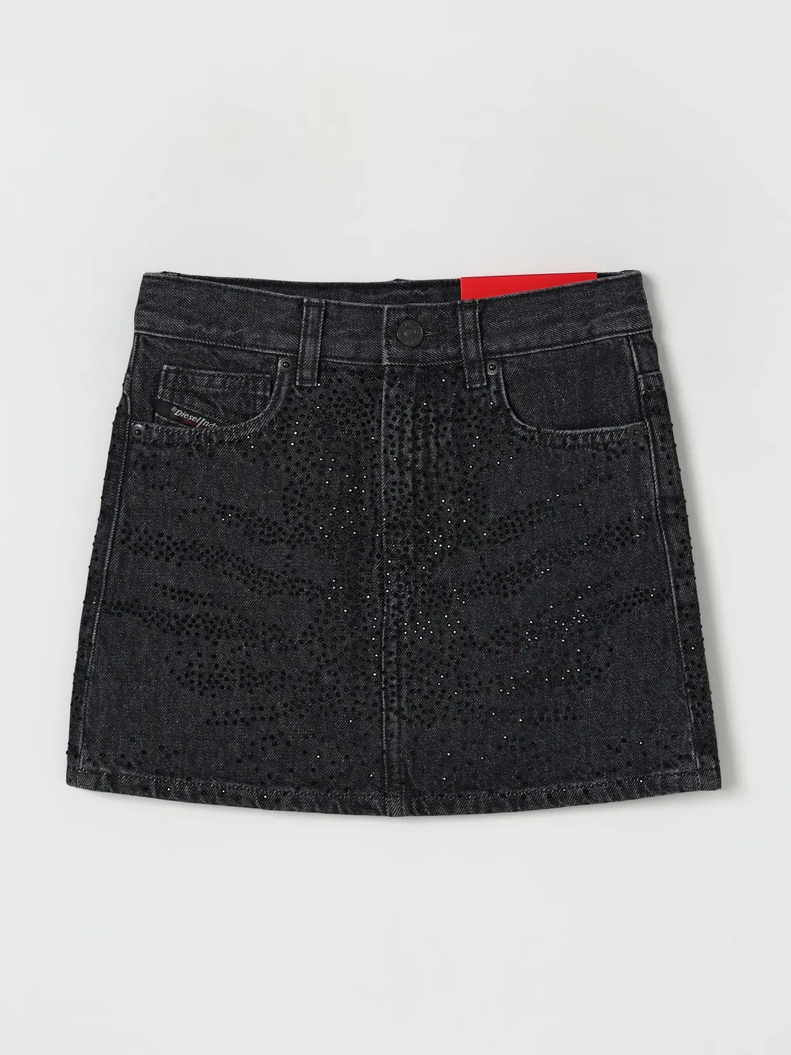 Gonna Mini in denim con strass Diesel