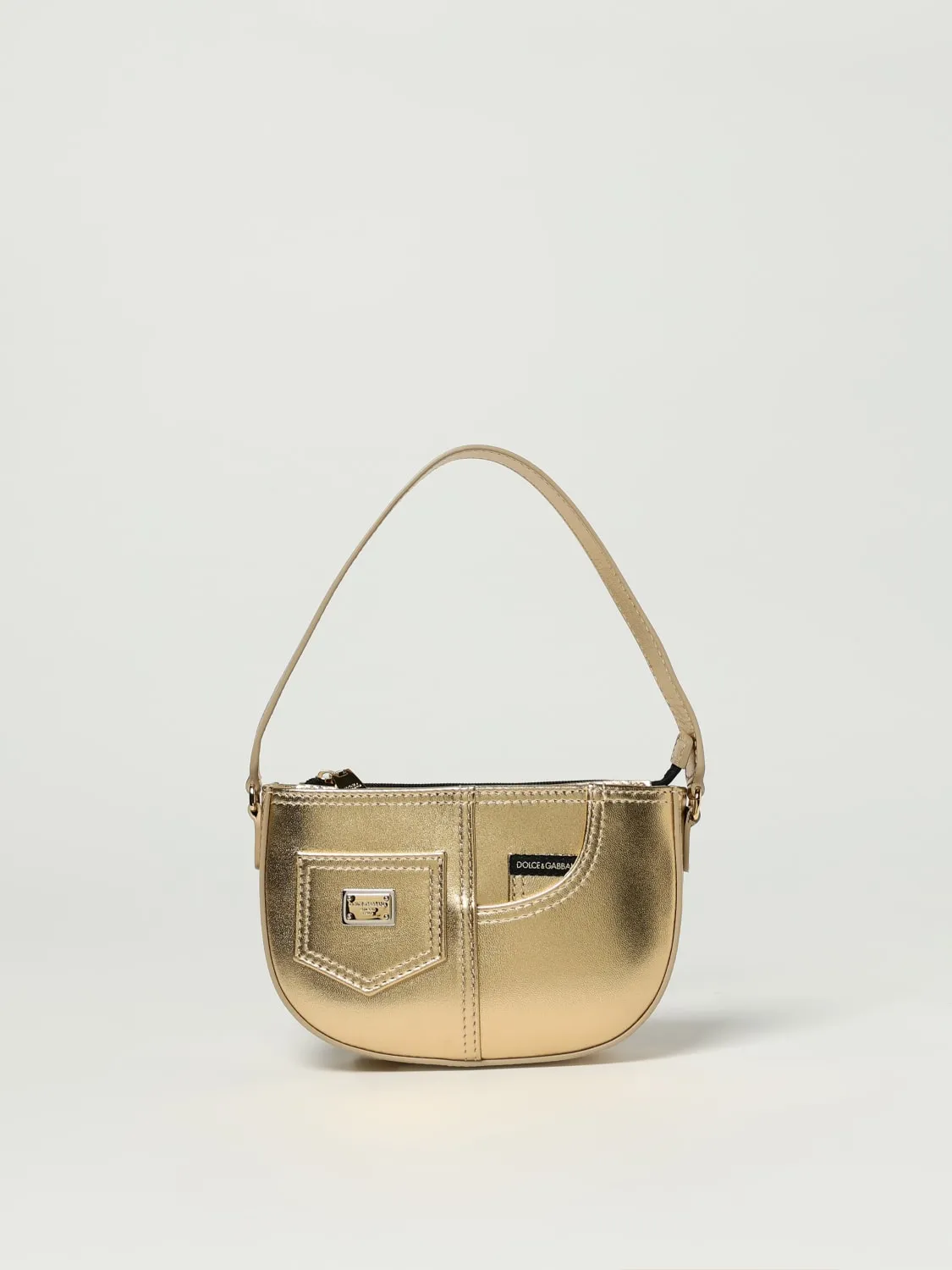 Borsa a spalla in pelle laminata Dolce & Gabbana
