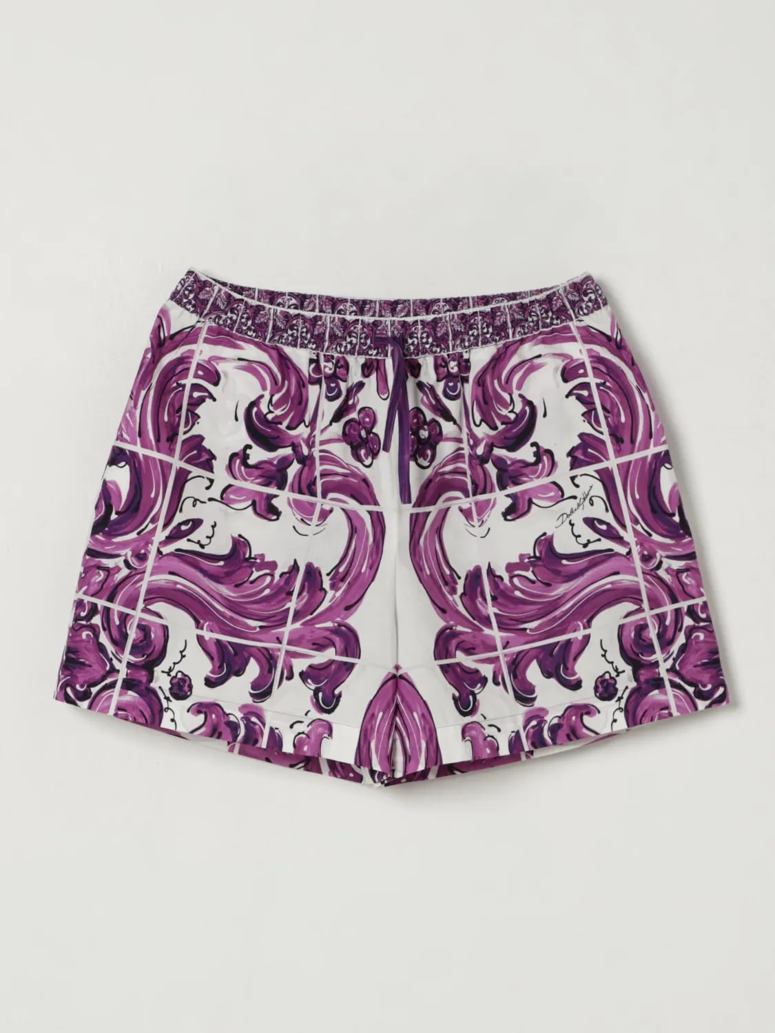 Shorts jogging in cotone maioliche Dolce & Gabbana