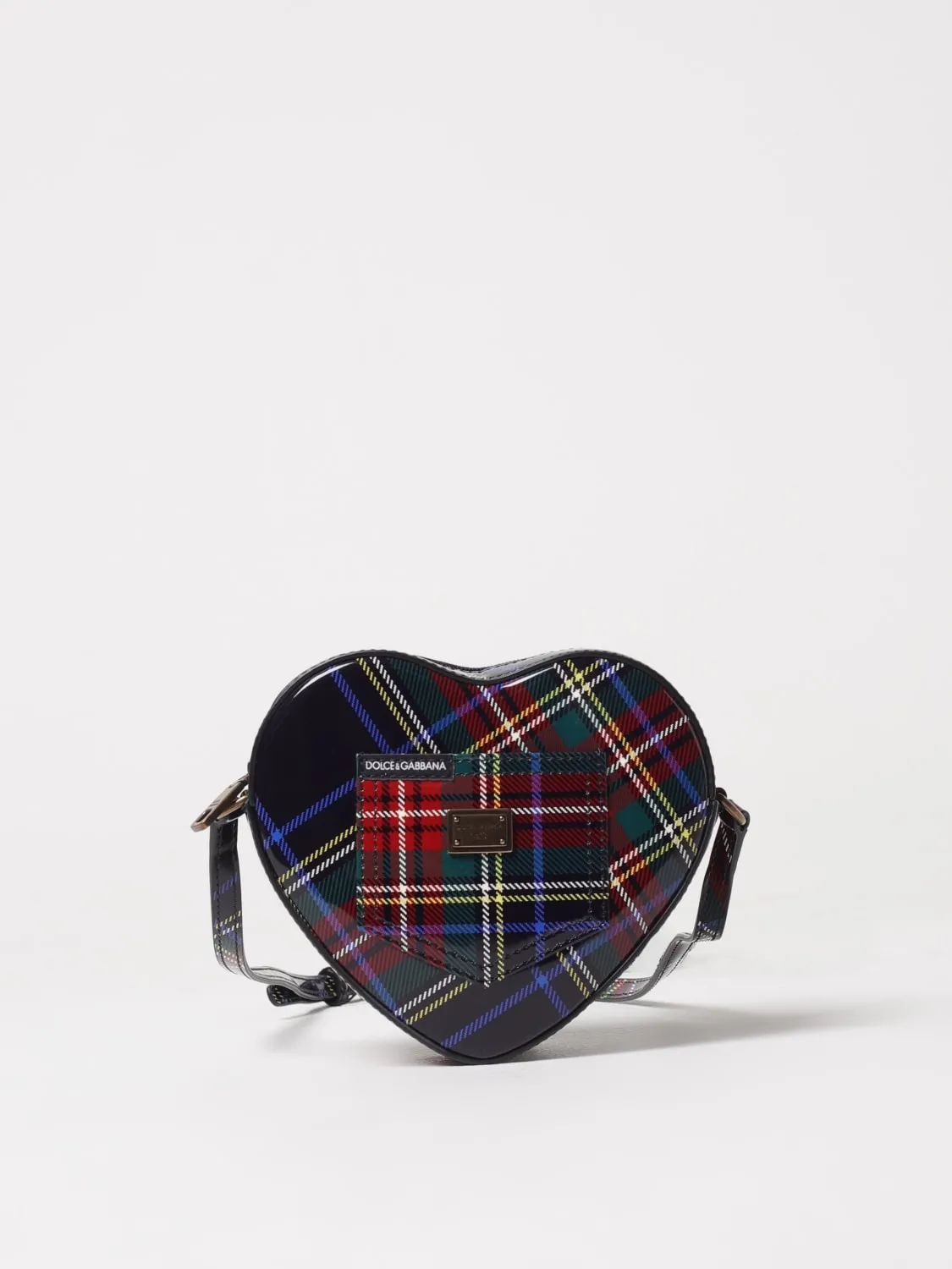 Borsa DG Girlie Heart in pelle con stampa Tartan Dolce & Gabbana