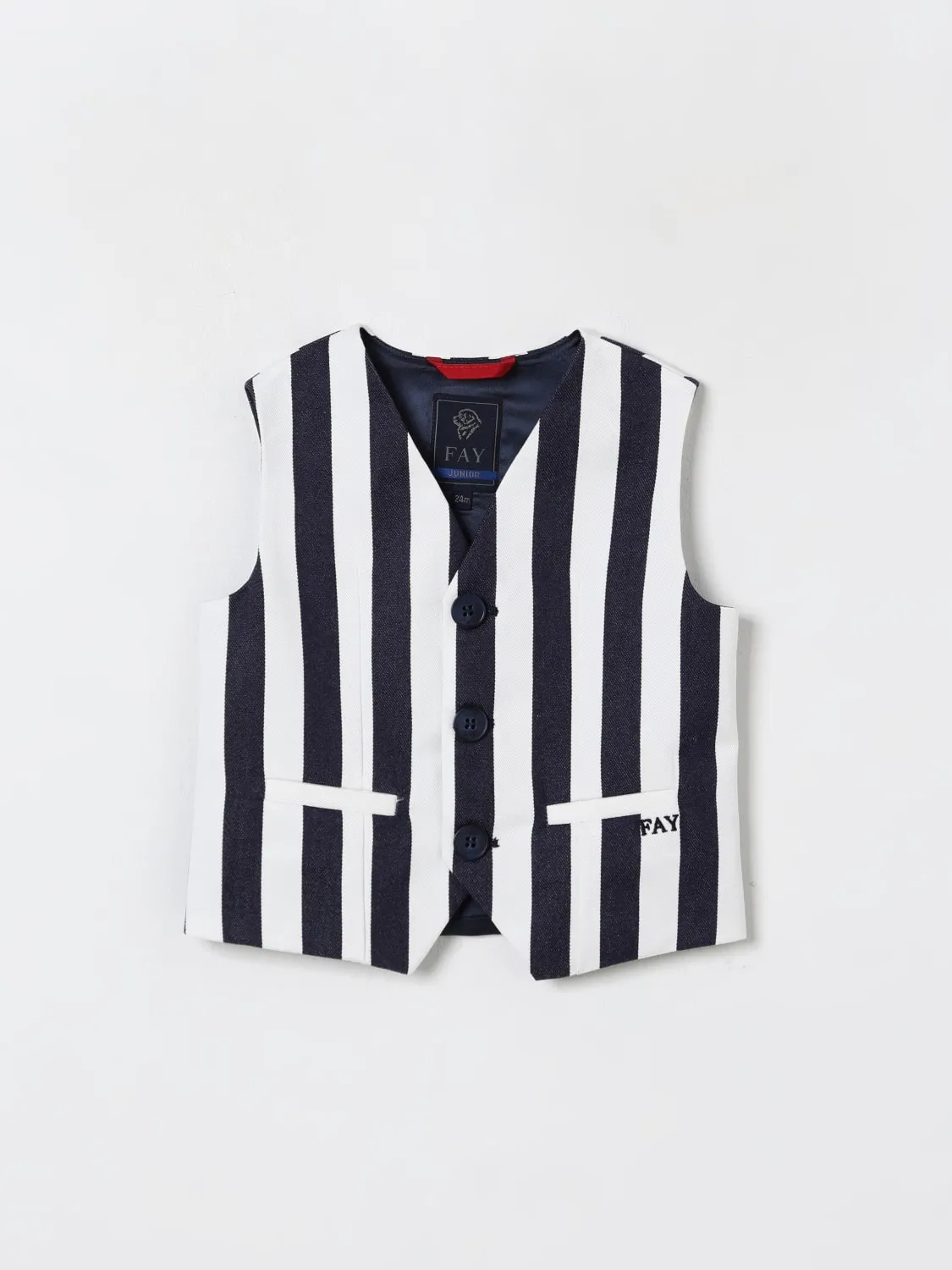 Gilet in misto cotone a righe Fay Junior