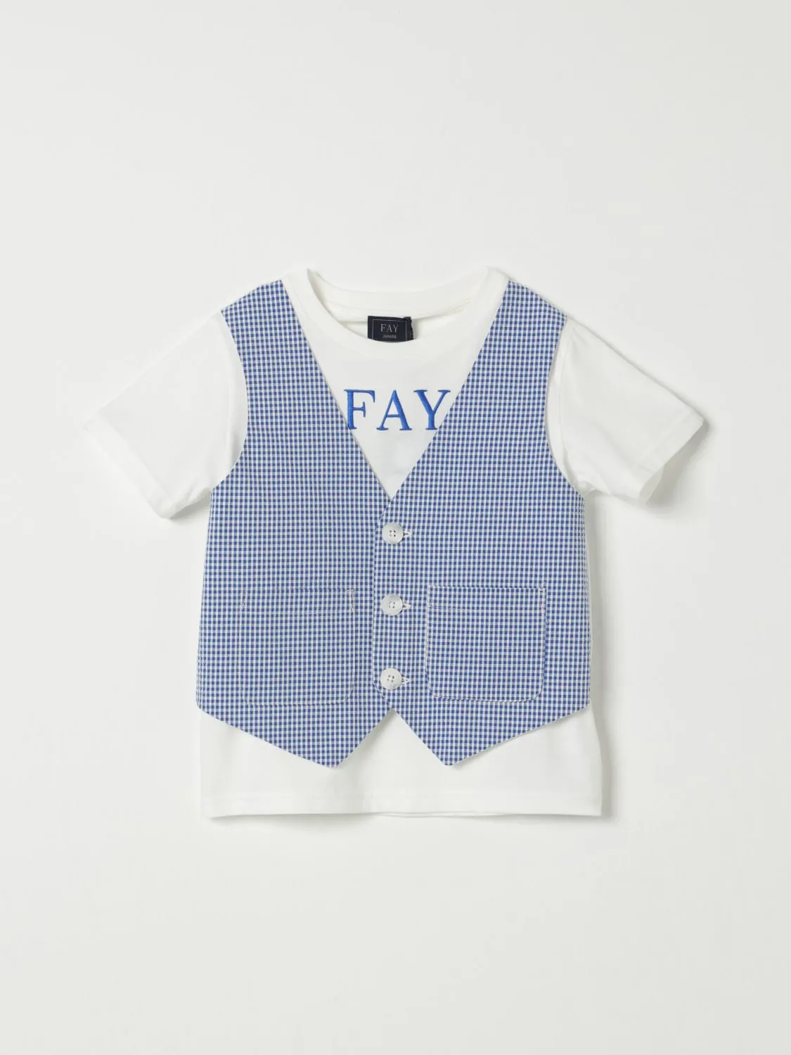 T-shirt in cotone con finto gilet Fay Junior