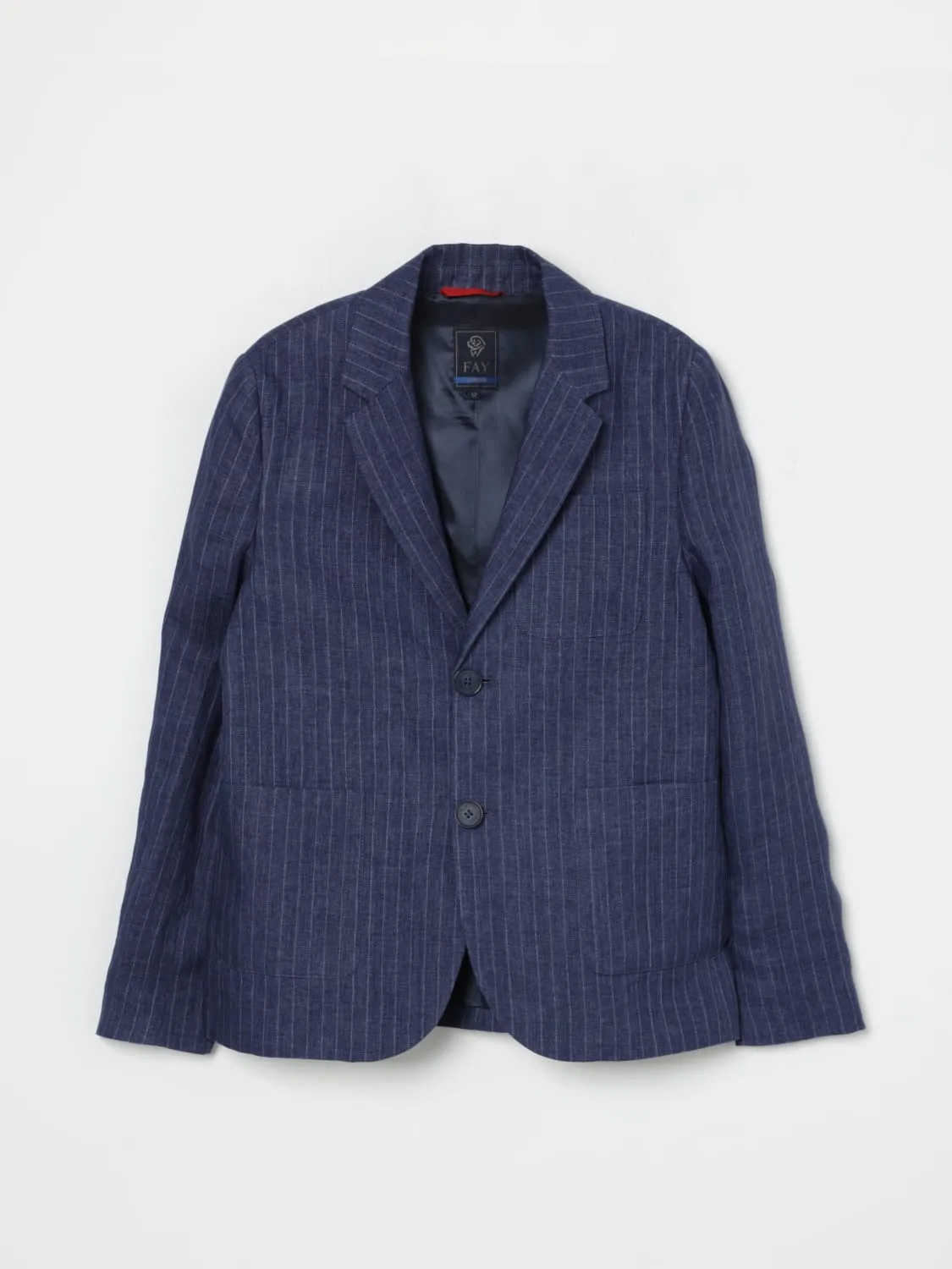 Blazer a monopetto Fay Junior in lino gessato