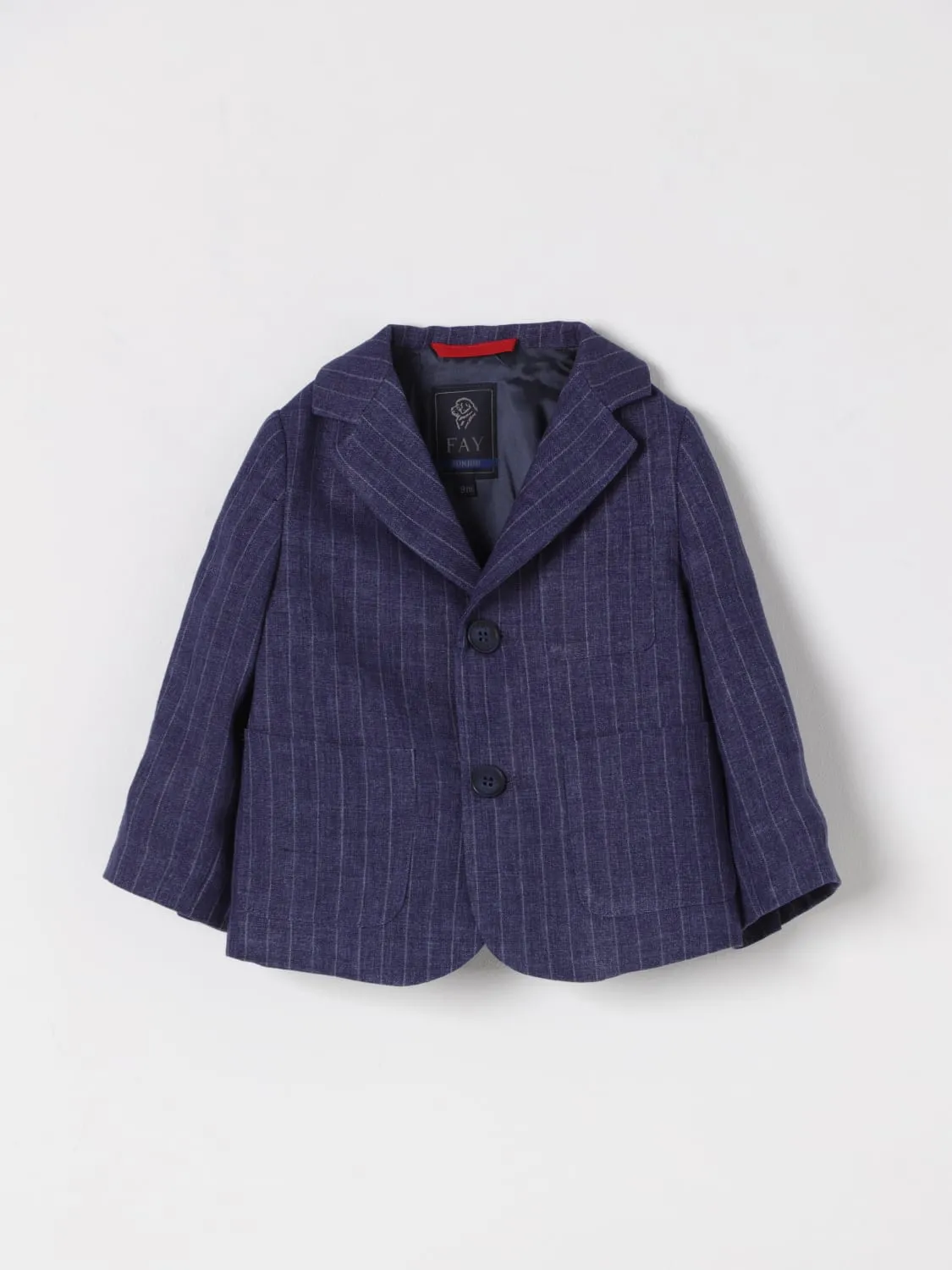 Blazer a monopetto in lino gessato Fay Junior