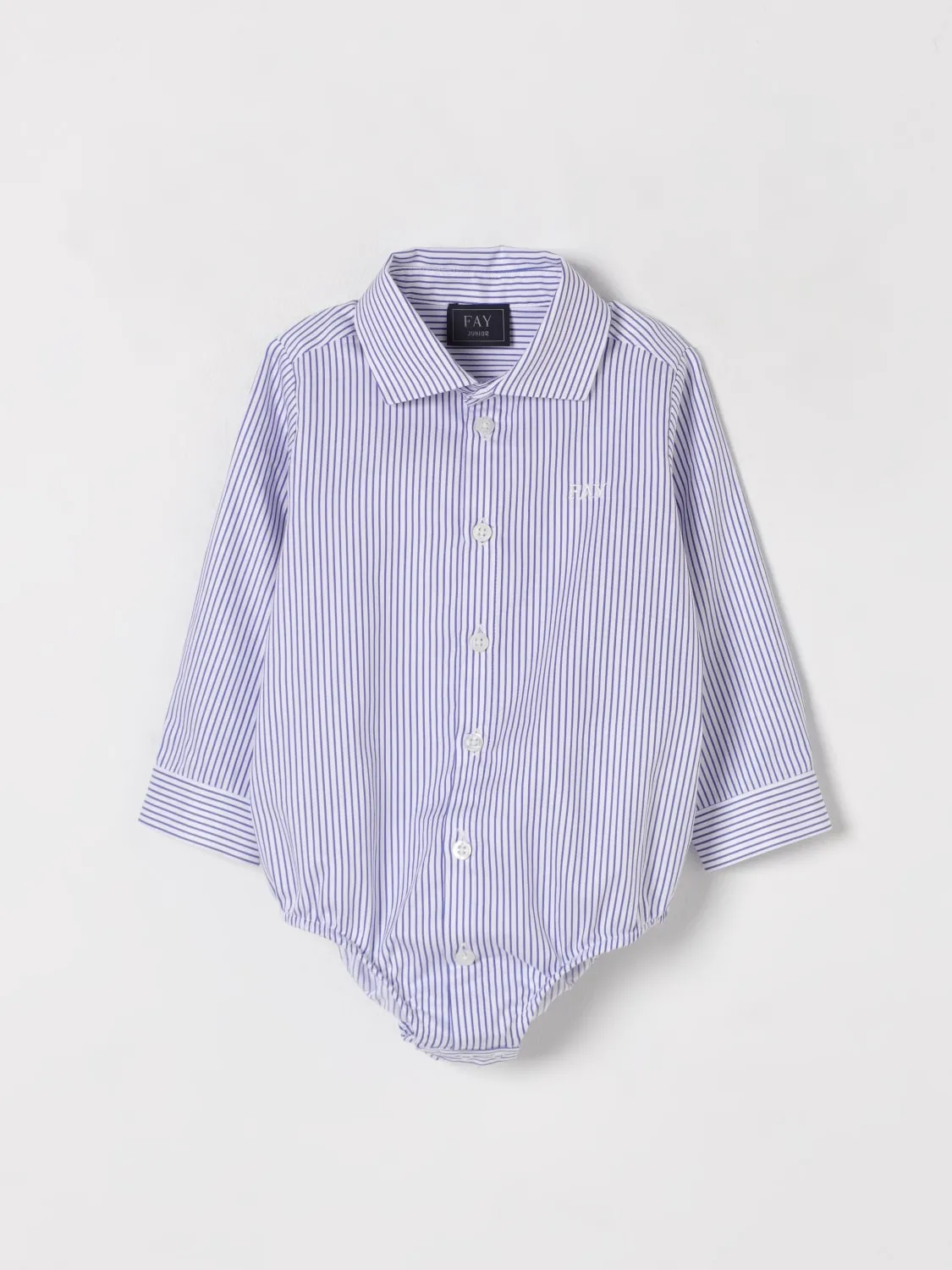 Body a camicia in cotone a righe Fay Junior
