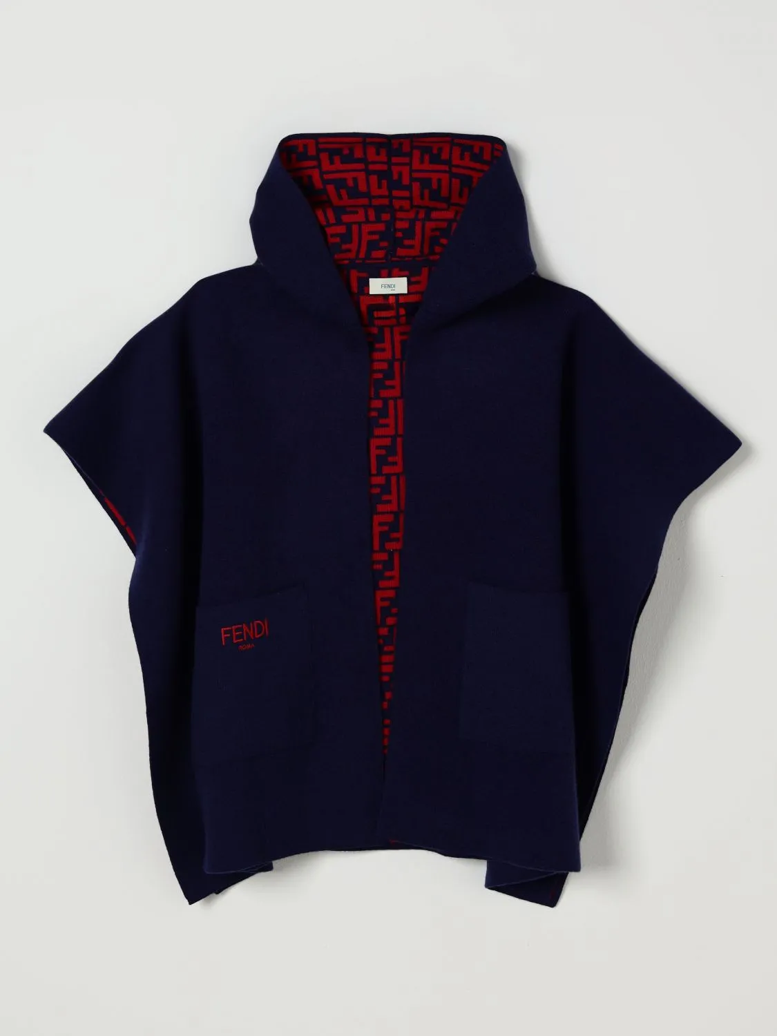 Cappa in lana FF Fendi con cappuccio