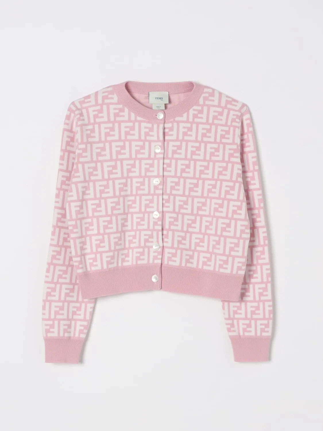 Cardigan a girocollo FF Fendi in maglia di cotone