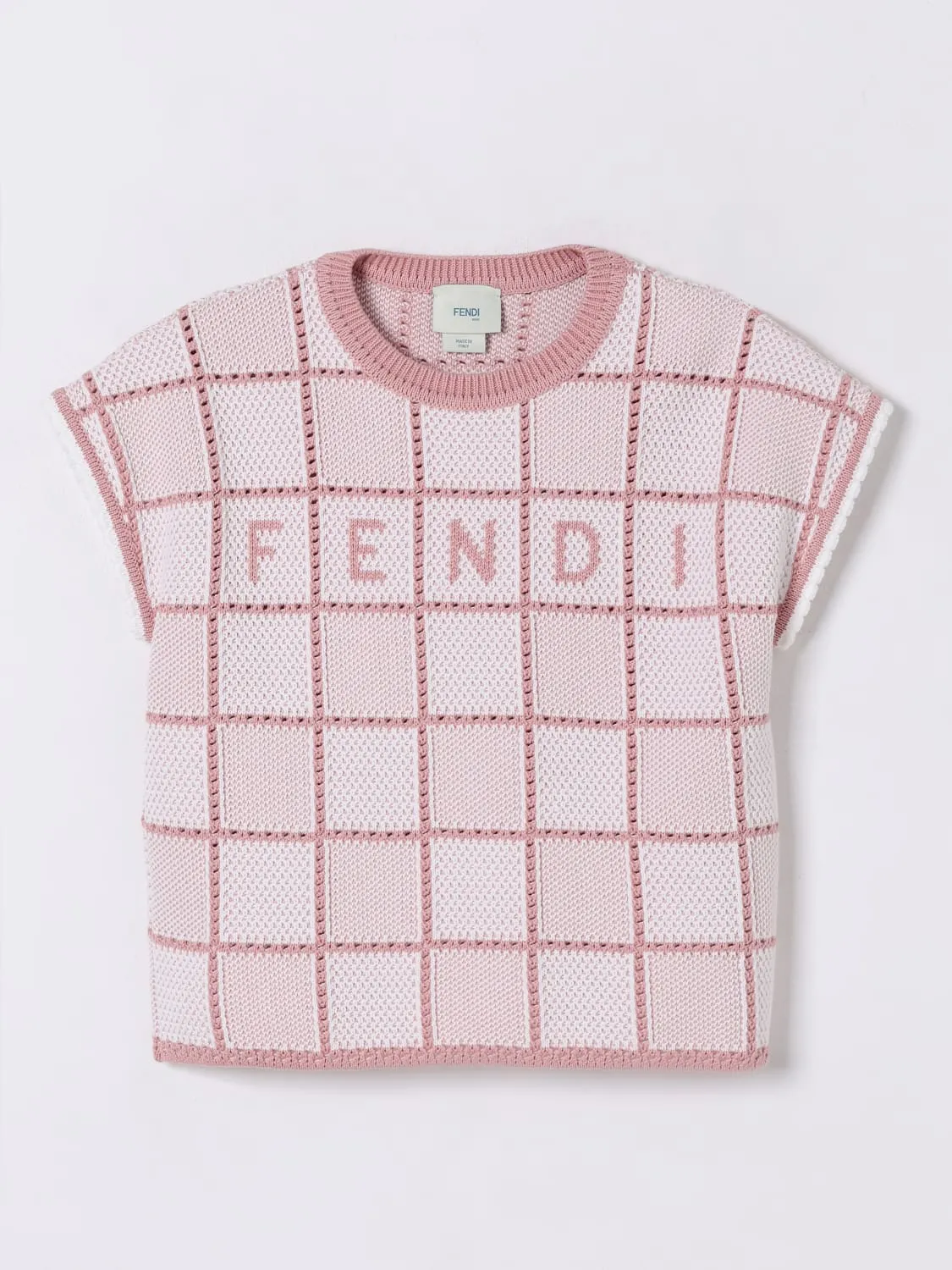 Maglia in misto cotone con logo Fendi