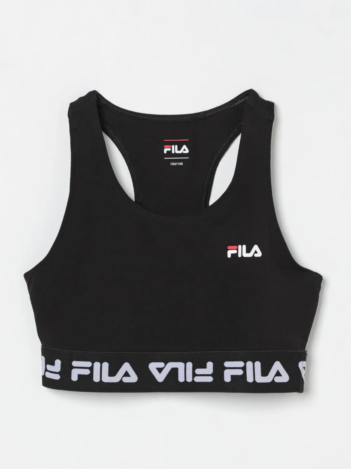 Top crop sportivo con logo Fila