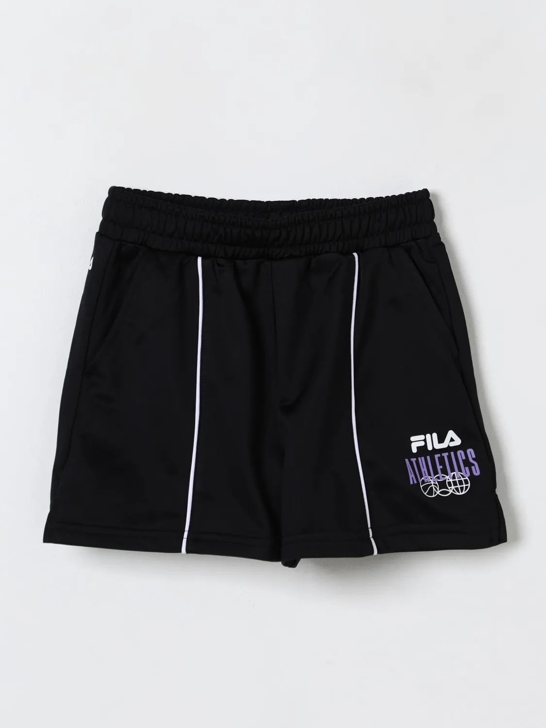Pantaloncino jogging con logo Fila in poliestere