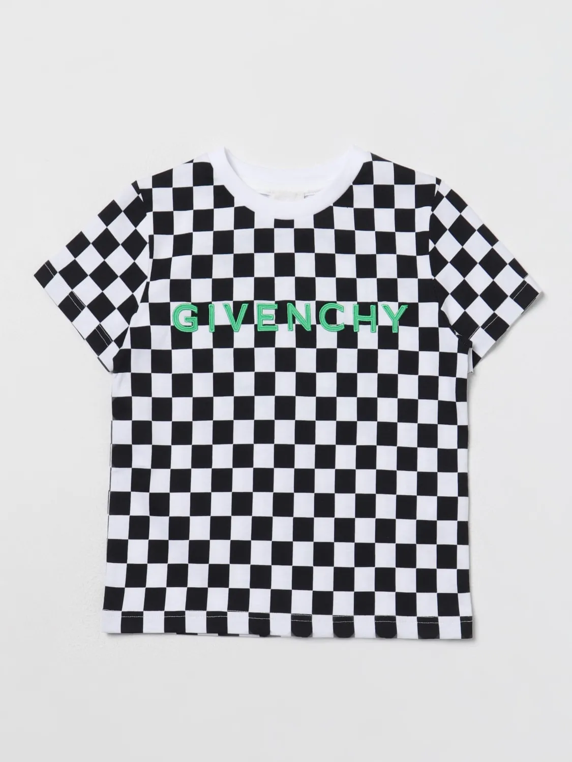 T-shirt Givenchy in jersey con motivo check e logo