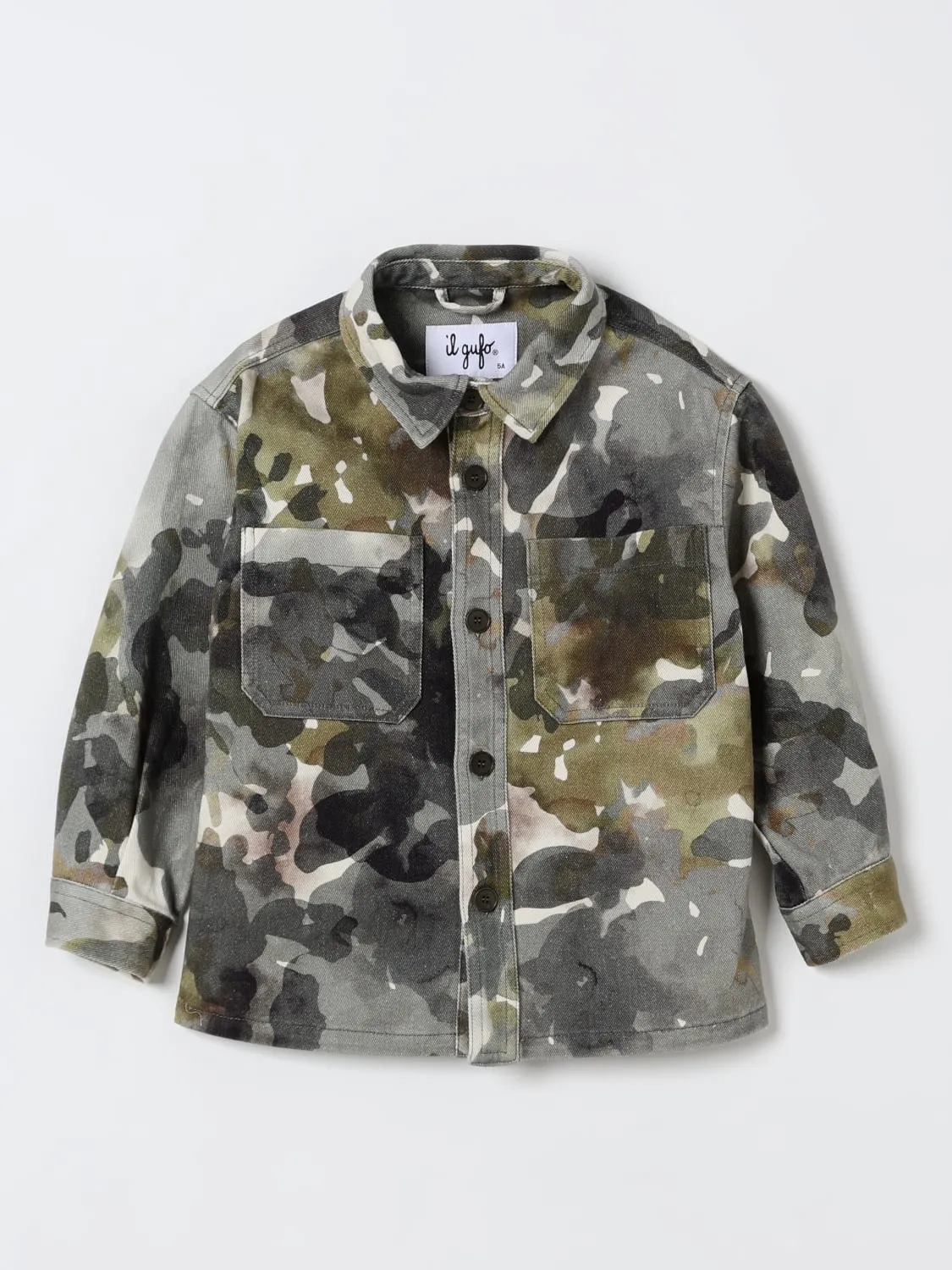 Giacca camicia in cotone stampata Il Gufo