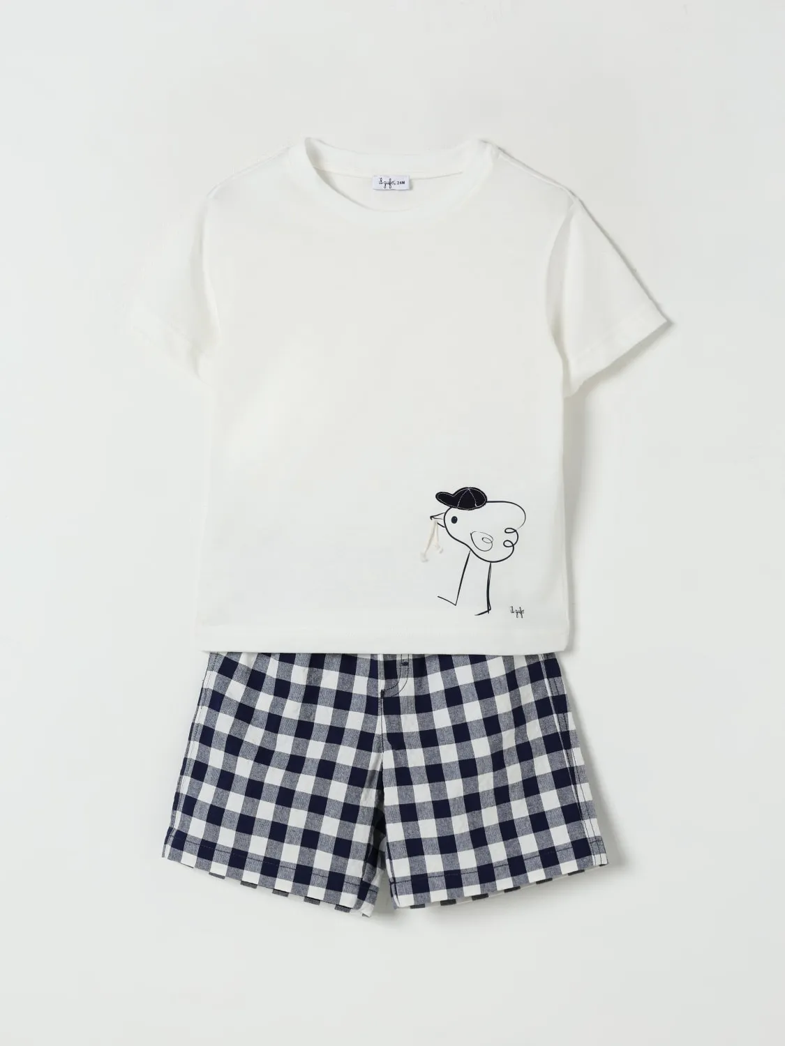 Coordinato in cotone a quadri Il Gufo