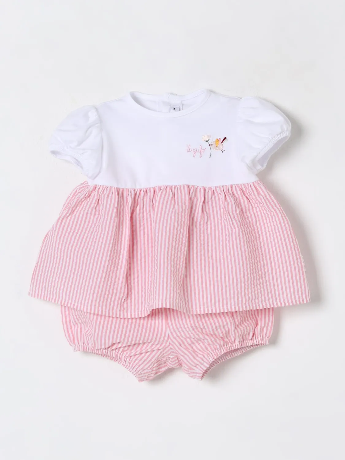 Coordinato in cotone con logo Il Gufo