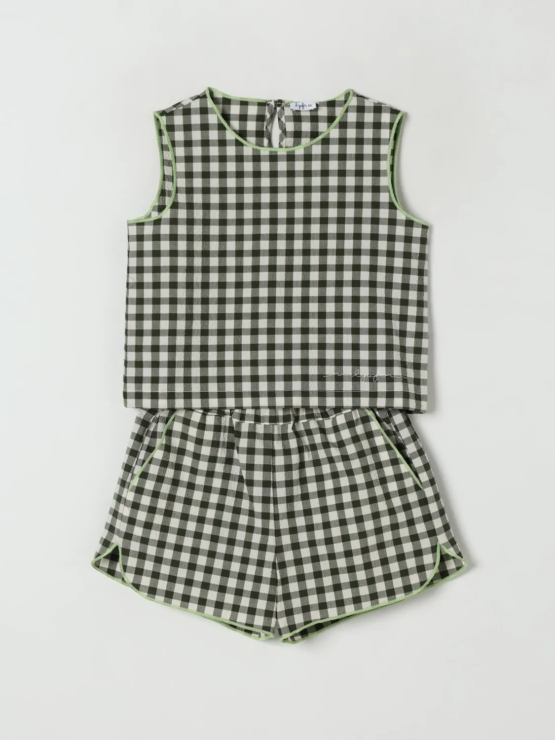 Coordinato in cotone a quadretti Il Gufo