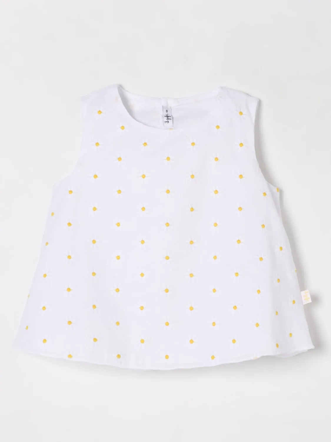 Top in cotone con ricami floreali Il Gufo