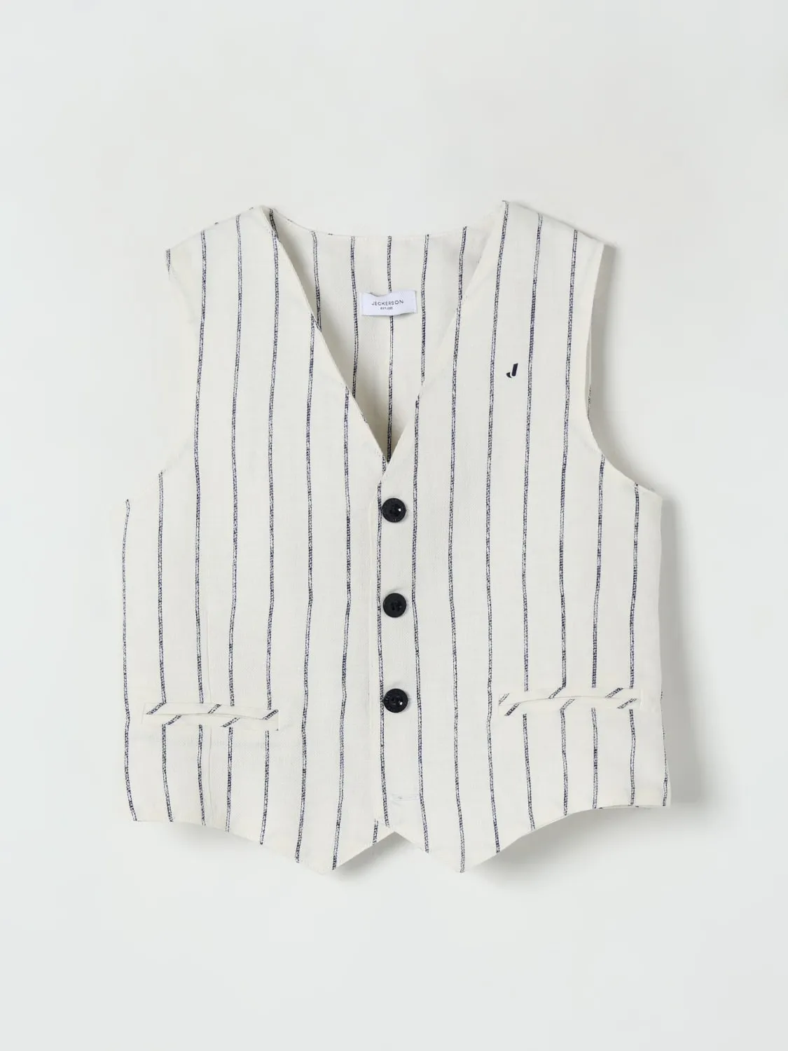 Gilet in misto lino gessato Jeckerson