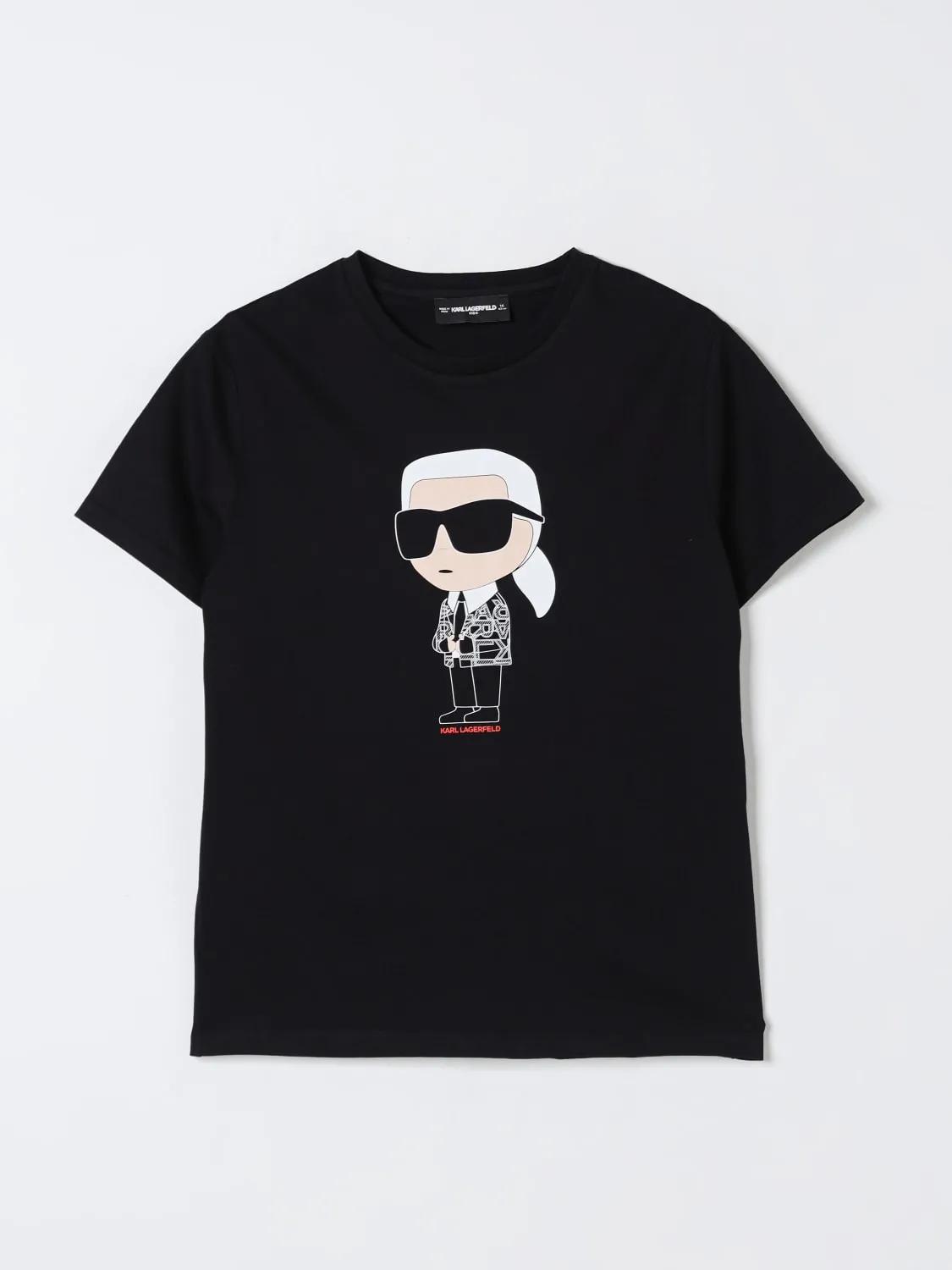 T-shirt in cotone con stampa logo Karl Lagerfeld Kids