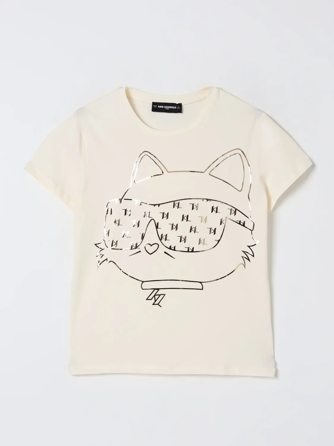 T-shirt in cotone stampa Gatto Karl Lagerfeld Kids